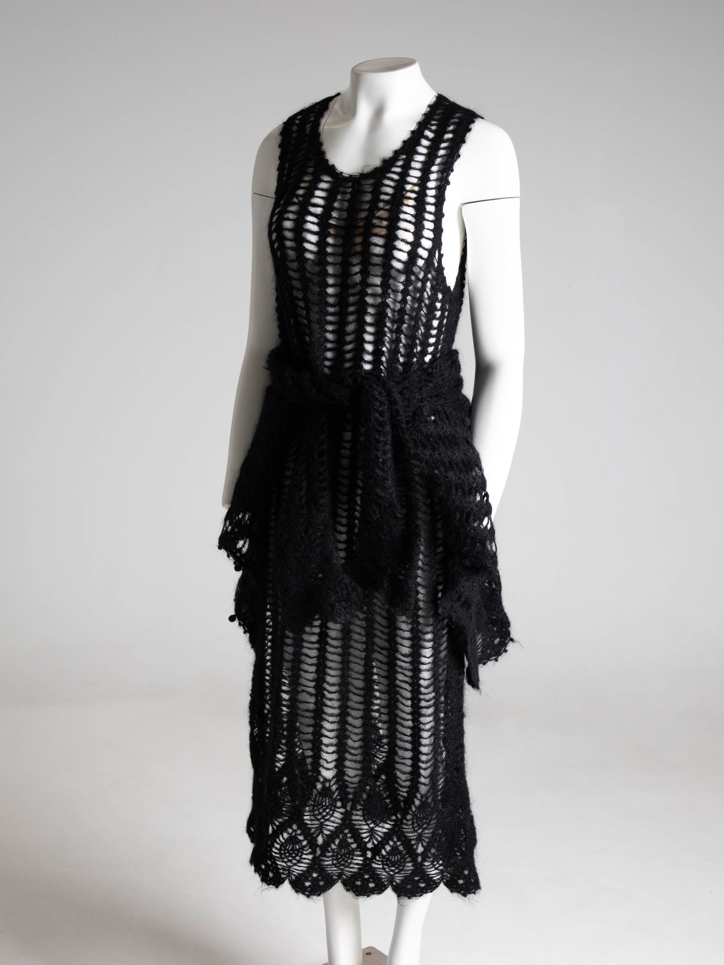 Madame Nicole Mitsuhiro Matsuda Black Open Knit Wool Ensemble