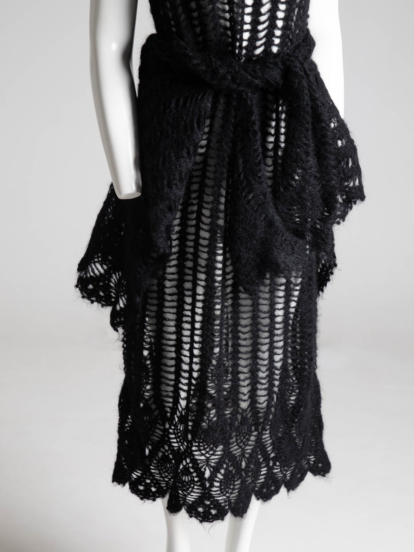 Madame Nicole Mitsuhiro Matsuda Black Open Knit Wool Ensemble