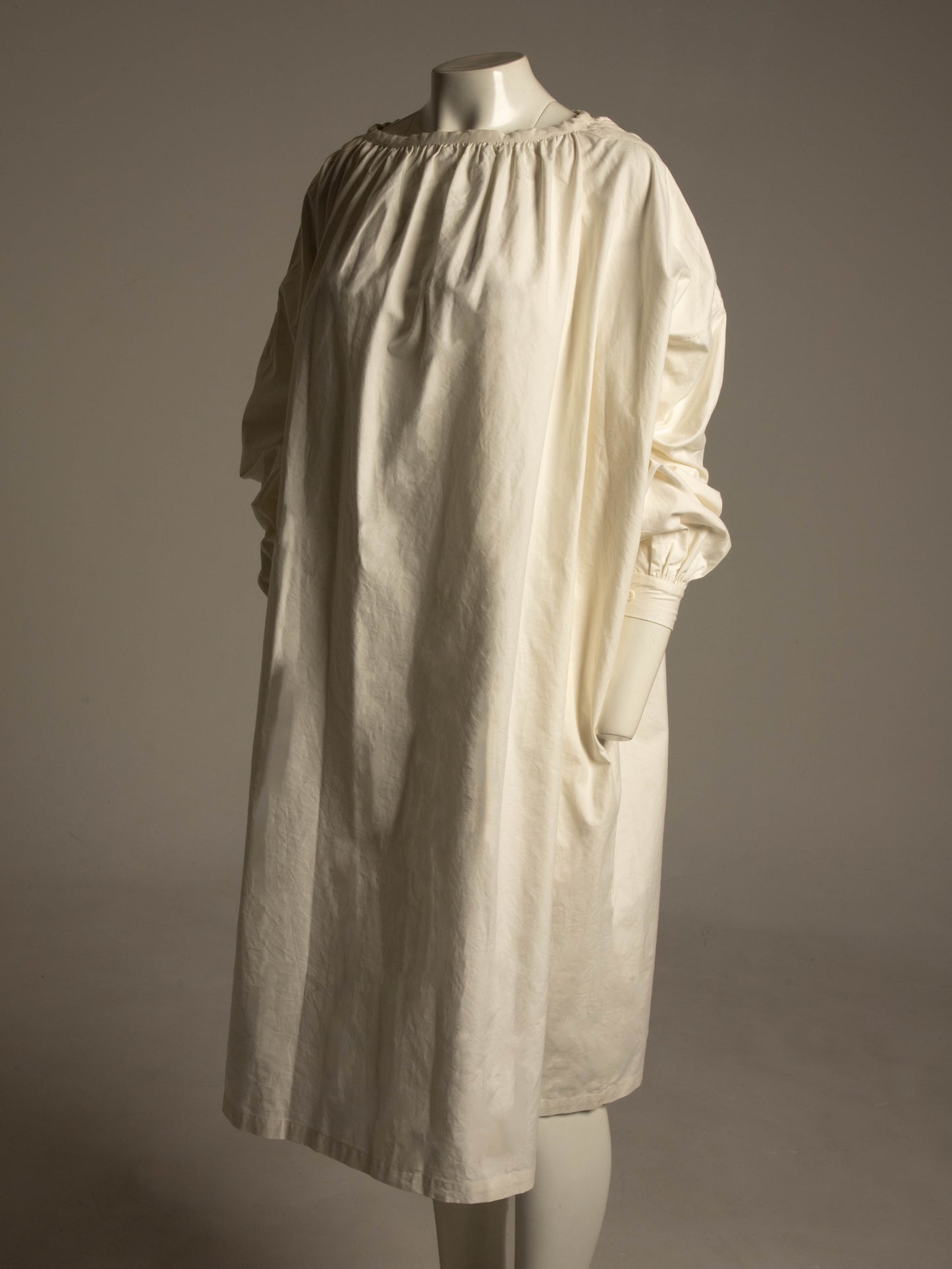 Egg Trading White Cotton Long Sleeve Smock Dress