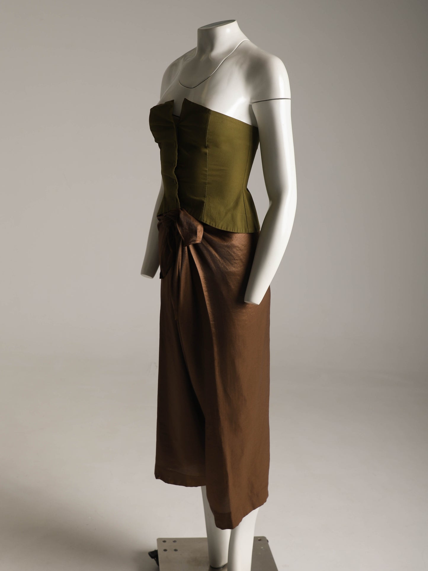 Romeo Gigli 1990 Bronze Tie Front Trouser