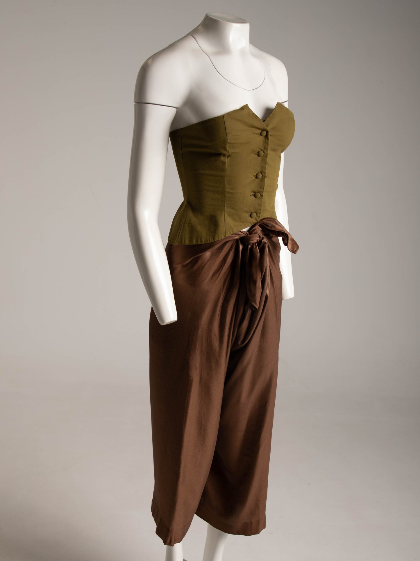 Romeo Gigli 1990 Bronze Tie Front Trouser