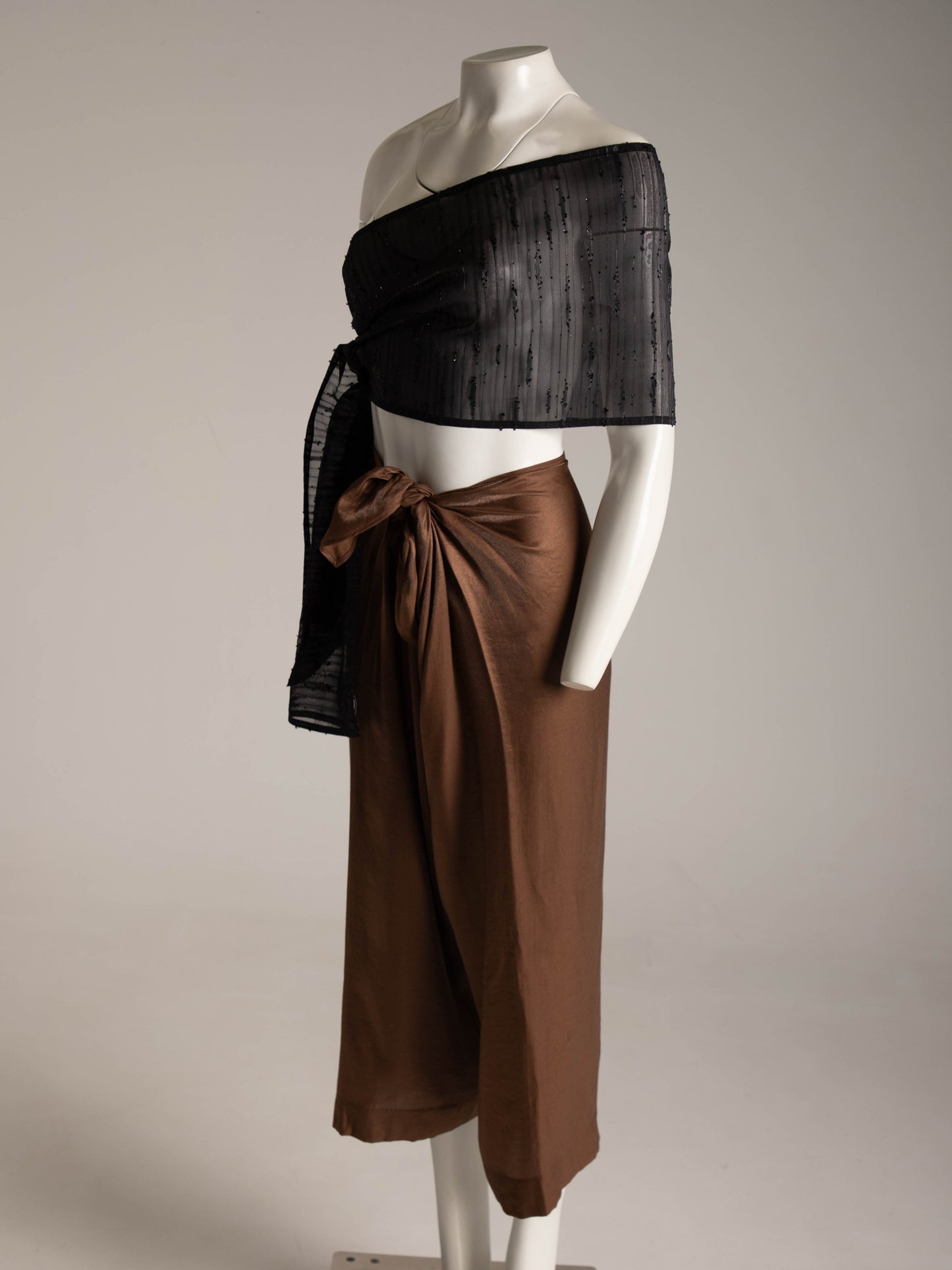Romeo Gigli 1990 Bronze Tie Front Trouser