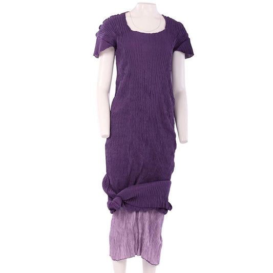 Leiko Double Layer Reversible Purple Pleated Dress