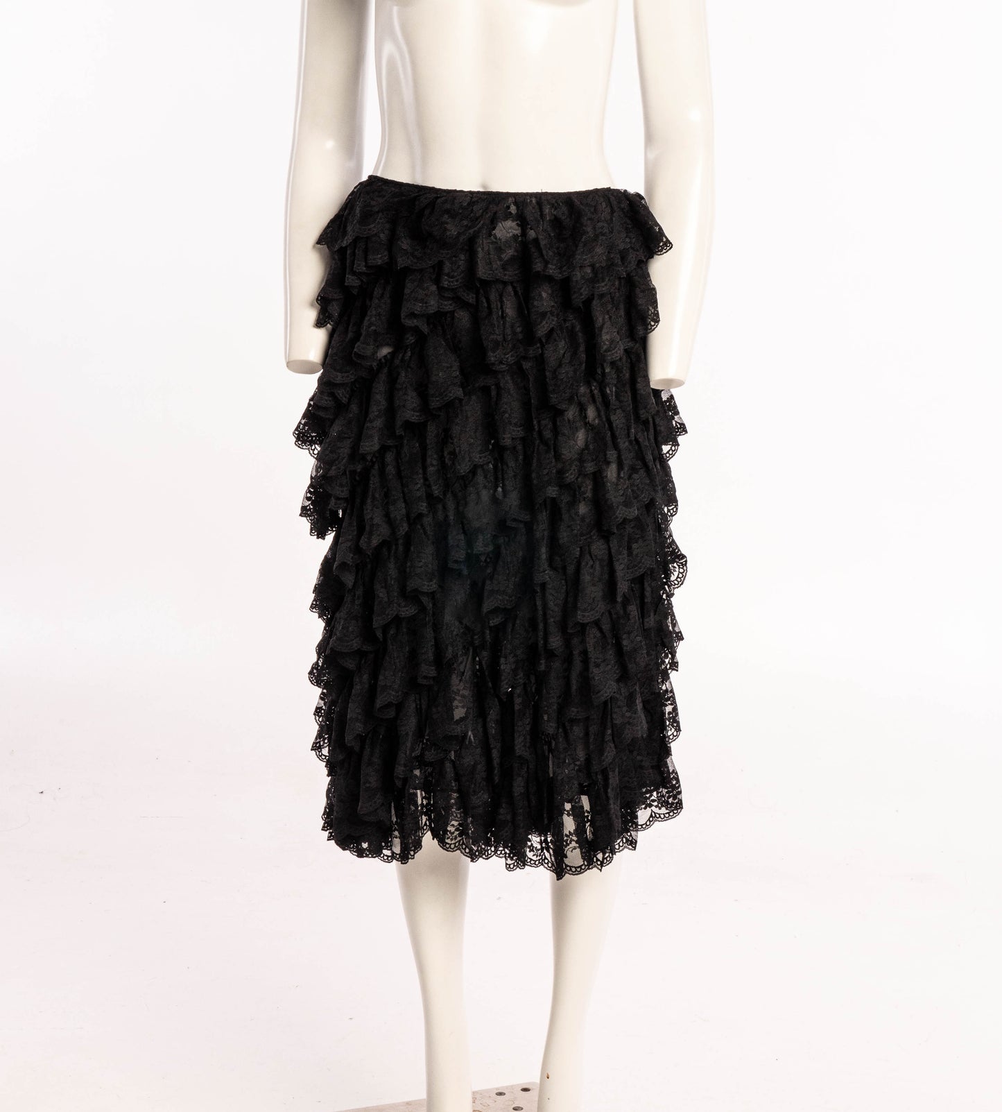 Alexander McQueen S/S 1999 'No. 13' Black Tiered Lace Skirt