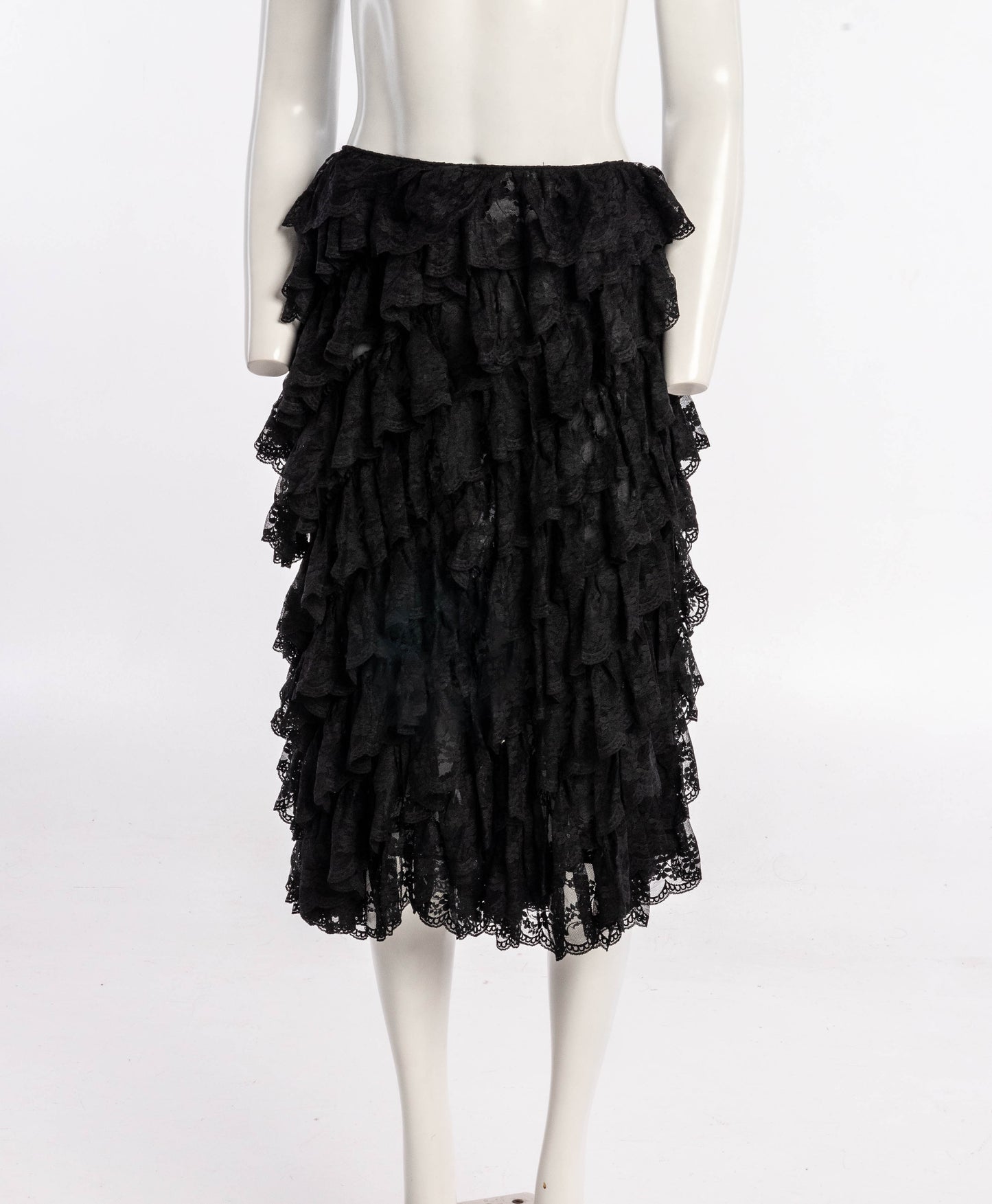 Alexander McQueen S/S 1999 'No. 13' Black Tiered Lace Skirt