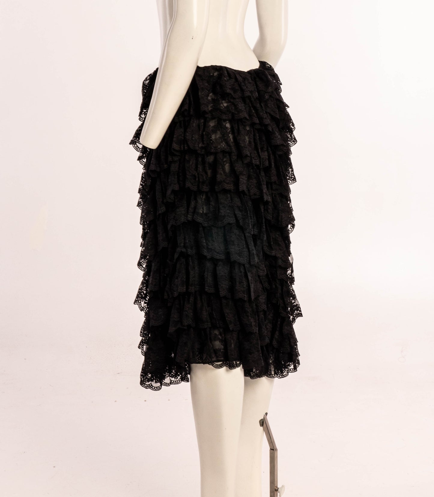 Alexander McQueen S/S 1999 'No. 13' Black Tiered Lace Skirt