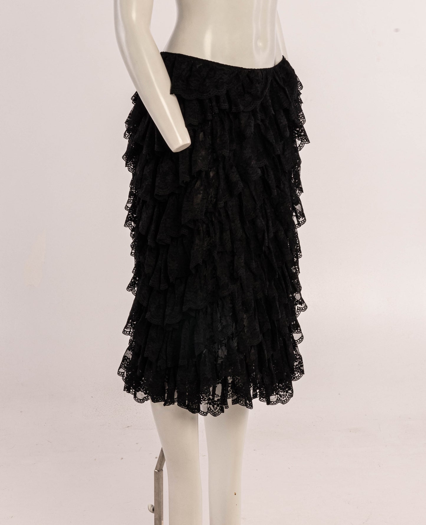 Alexander McQueen S/S 1999 'No. 13' Black Tiered Lace Skirt