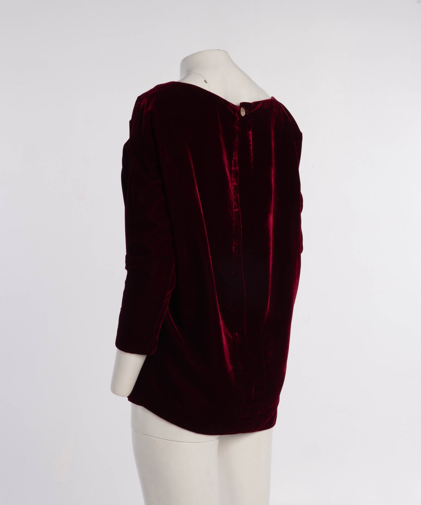 Romeo Gigli 1985 Red Velvet Cocoon Top