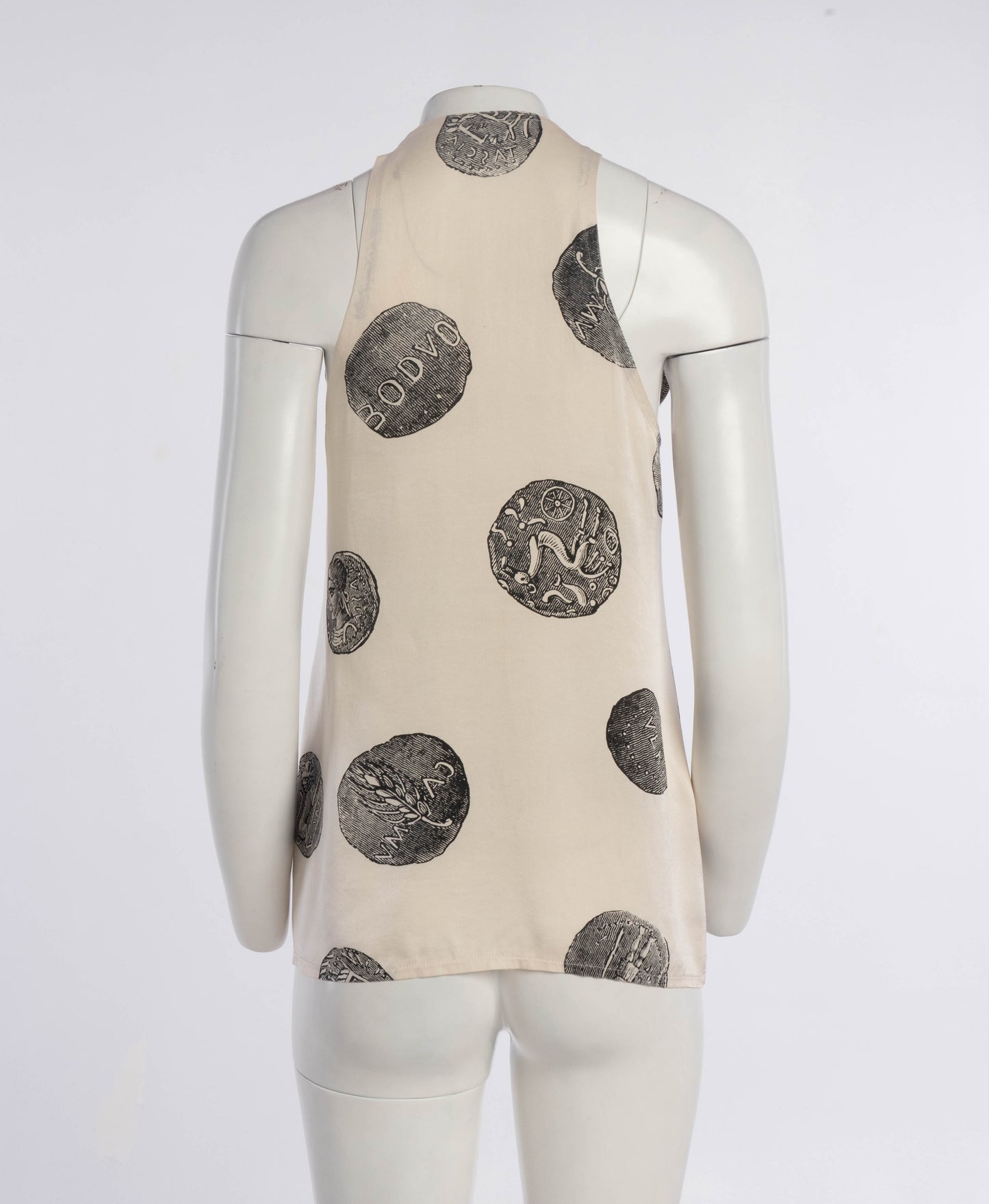 Timney Fowler Cream Silk Roman Coin Print Top