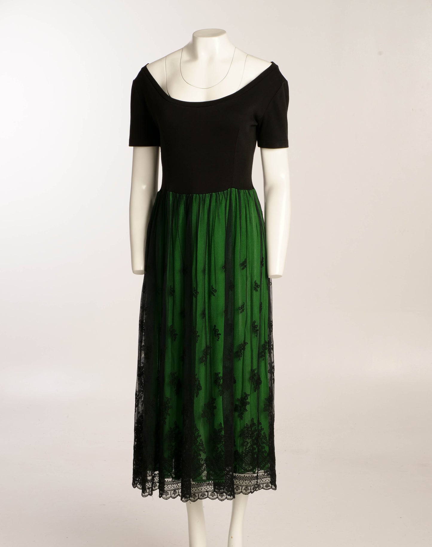 Dolce & Gabbana S/S 1989 Black and Green Dress with Lace Skirt