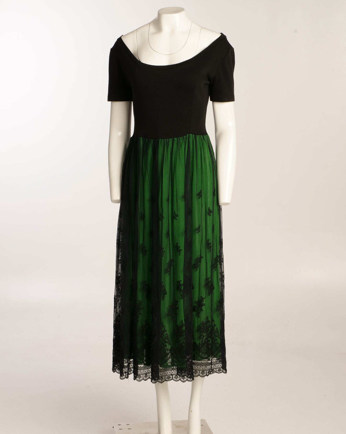 Dolce & Gabbana S/S 1989 Black and Green Dress with Lace Skirt