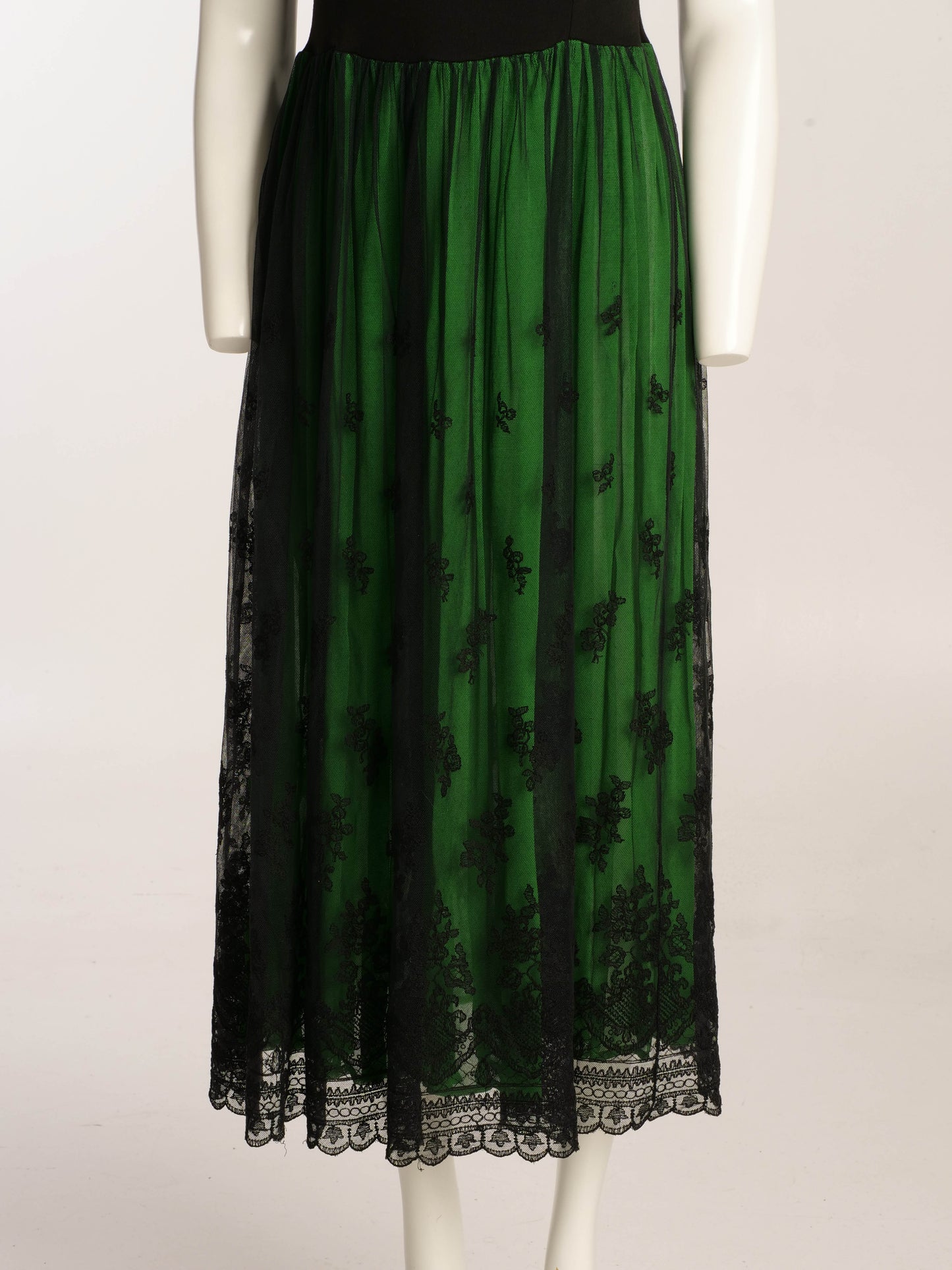 Dolce & Gabbana S/S 1989 Black and Green Dress with Lace Skirt