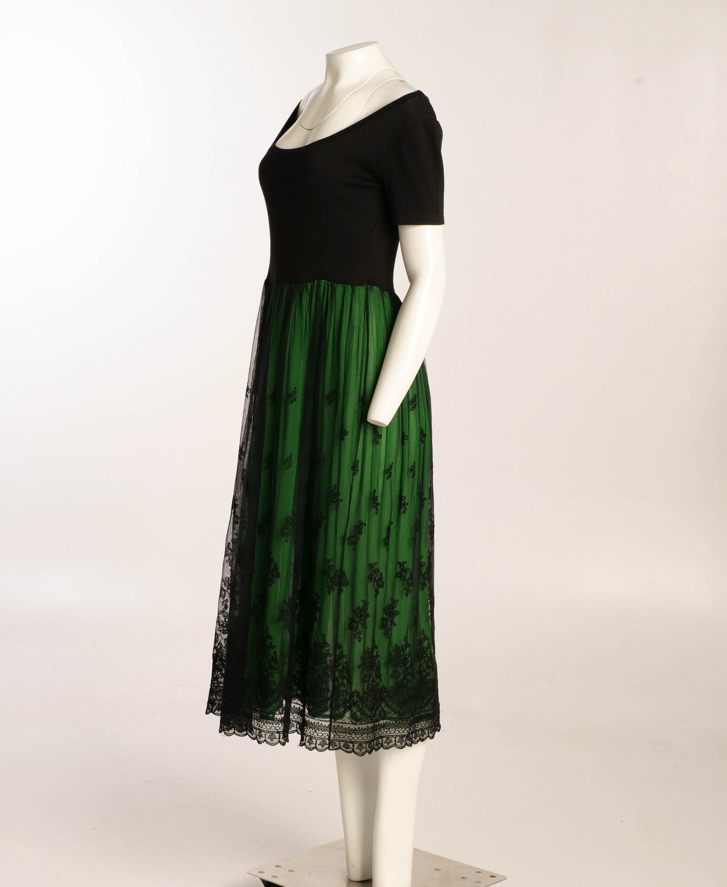 Dolce & Gabbana S/S 1989 Black and Green Dress with Lace Skirt