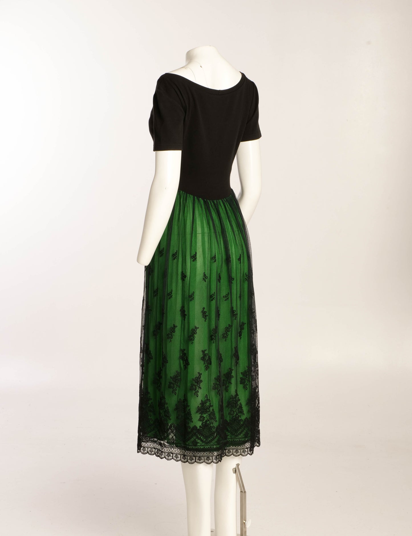 Dolce & Gabbana S/S 1989 Black and Green Dress with Lace Skirt