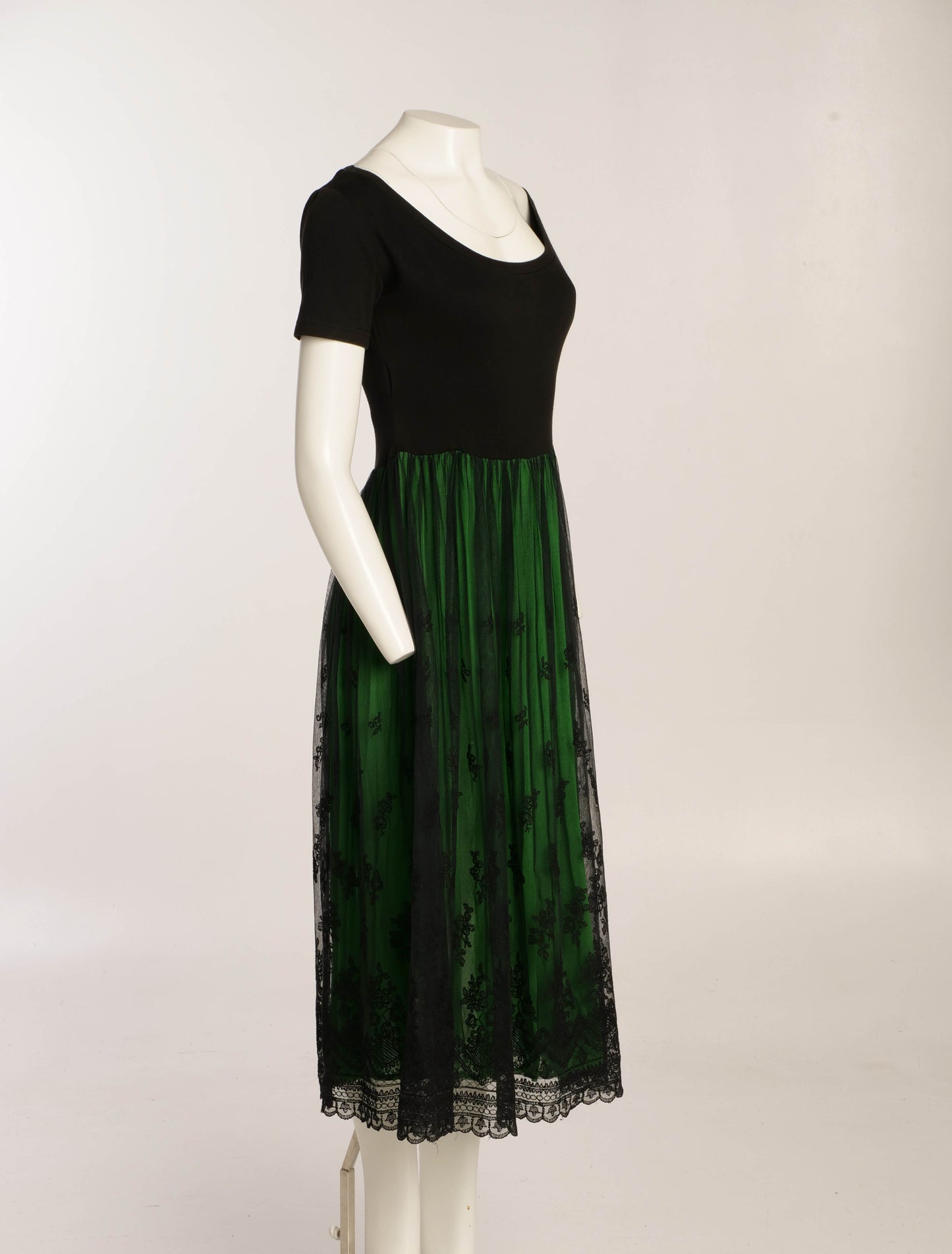 Dolce & Gabbana S/S 1989 Black and Green Dress with Lace Skirt