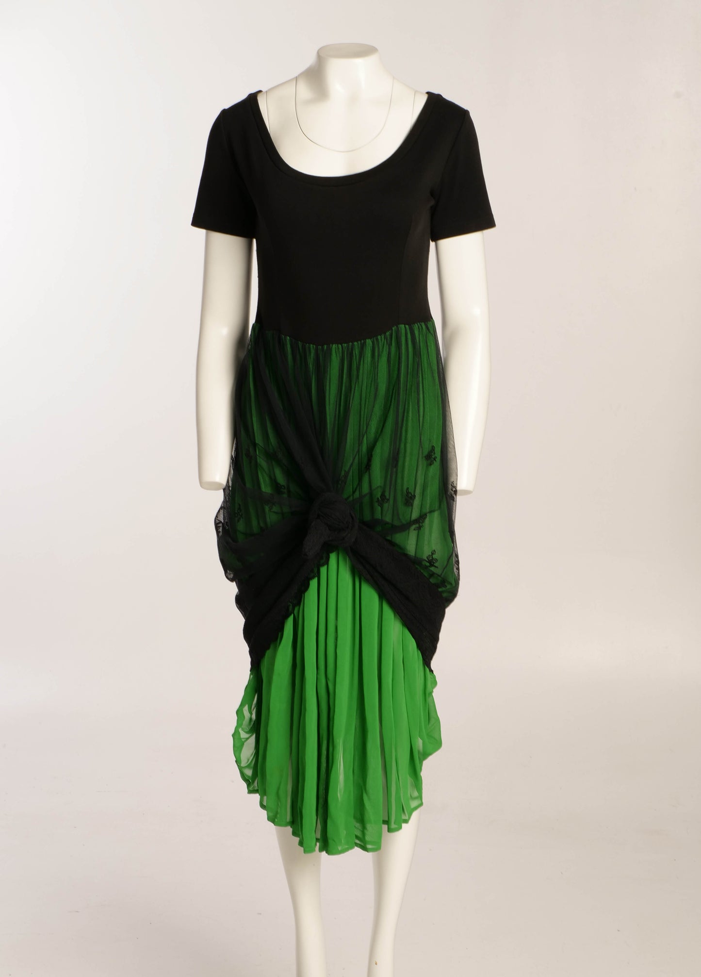 Dolce & Gabbana S/S 1989 Black and Green Dress with Lace Skirt