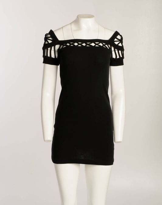 Sybilla Maglia Black Web Shoulder Dress