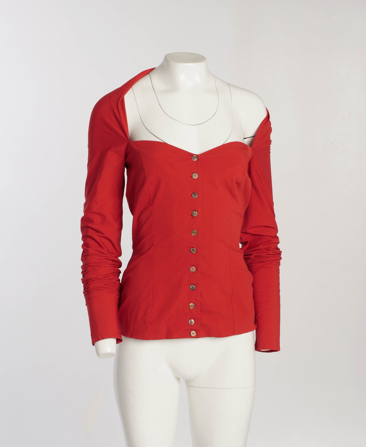 Dolce & Gabbana Red Orange Stretch Cotton Blouse