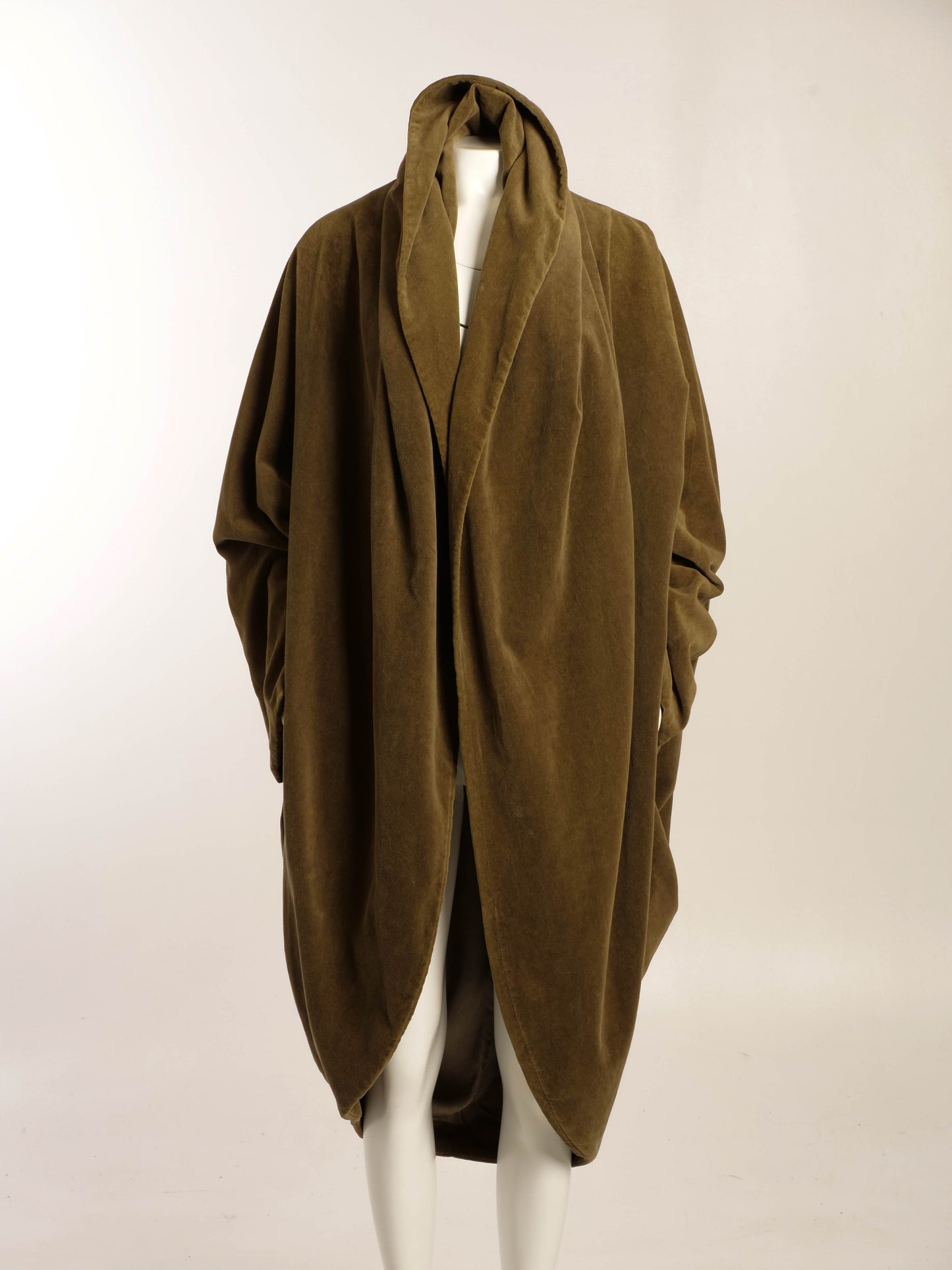 Khaki Cotton Velvet Cocoon Coat