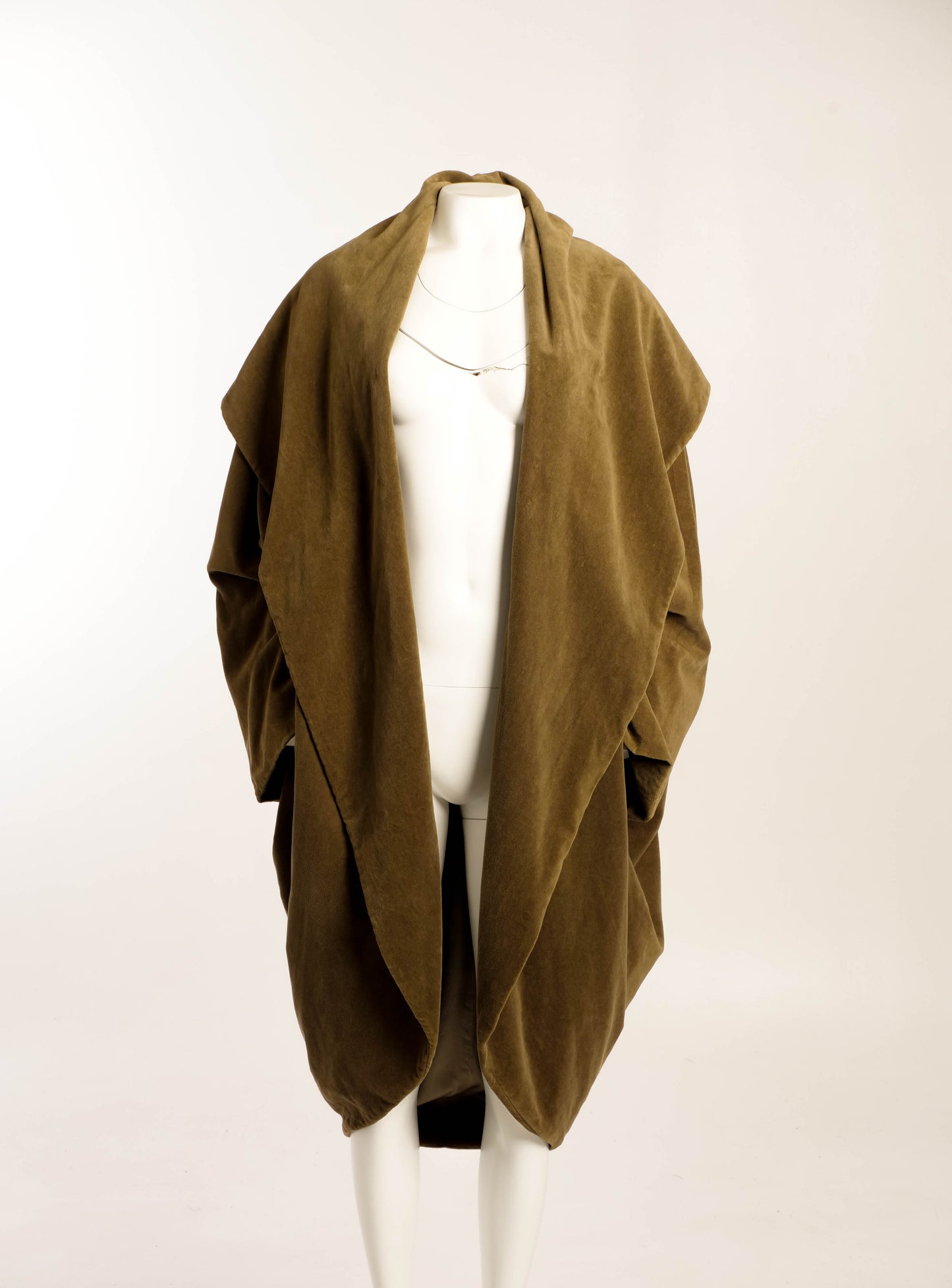 Khaki Cotton Velvet Cocoon Coat