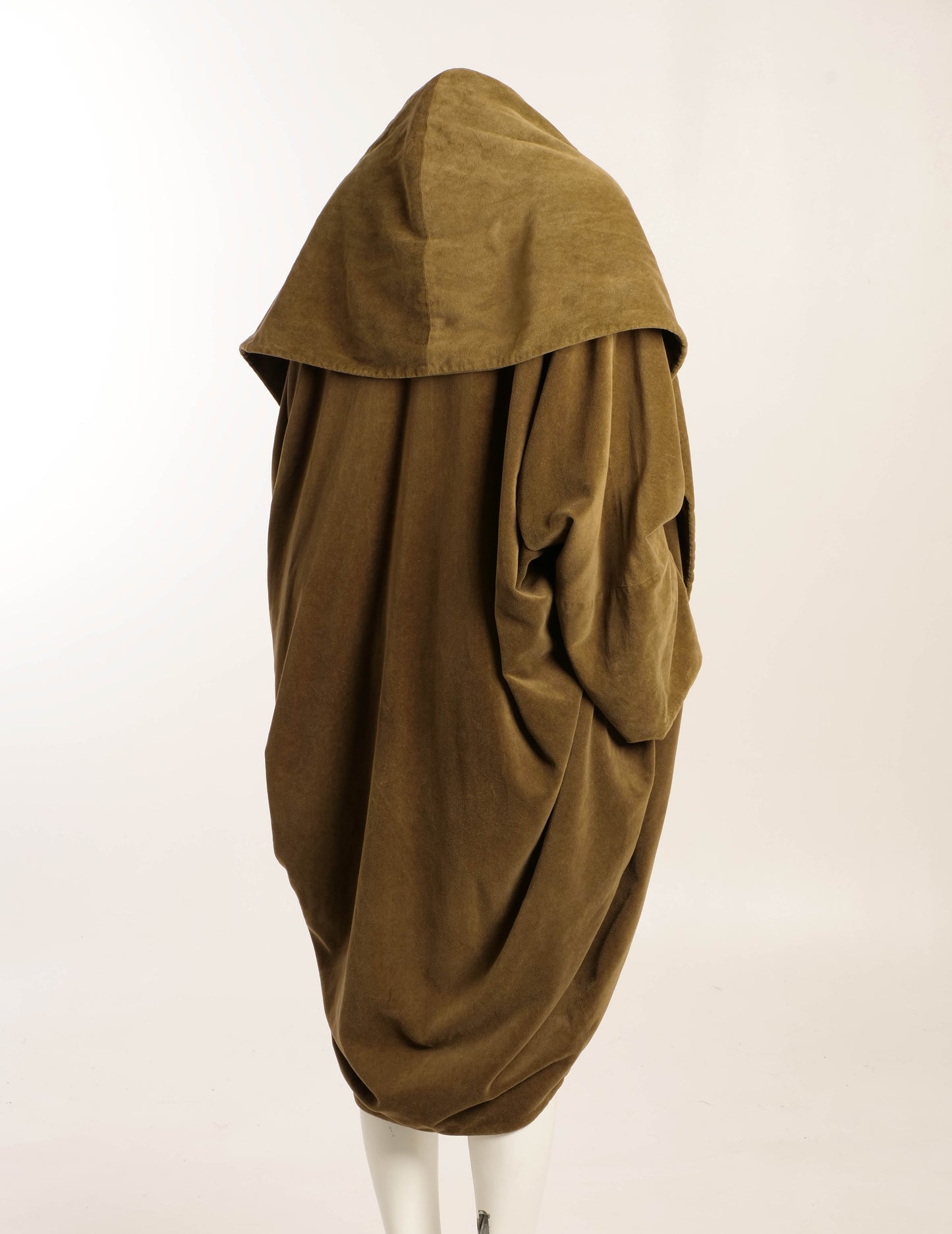 Khaki Cotton Velvet Cocoon Coat