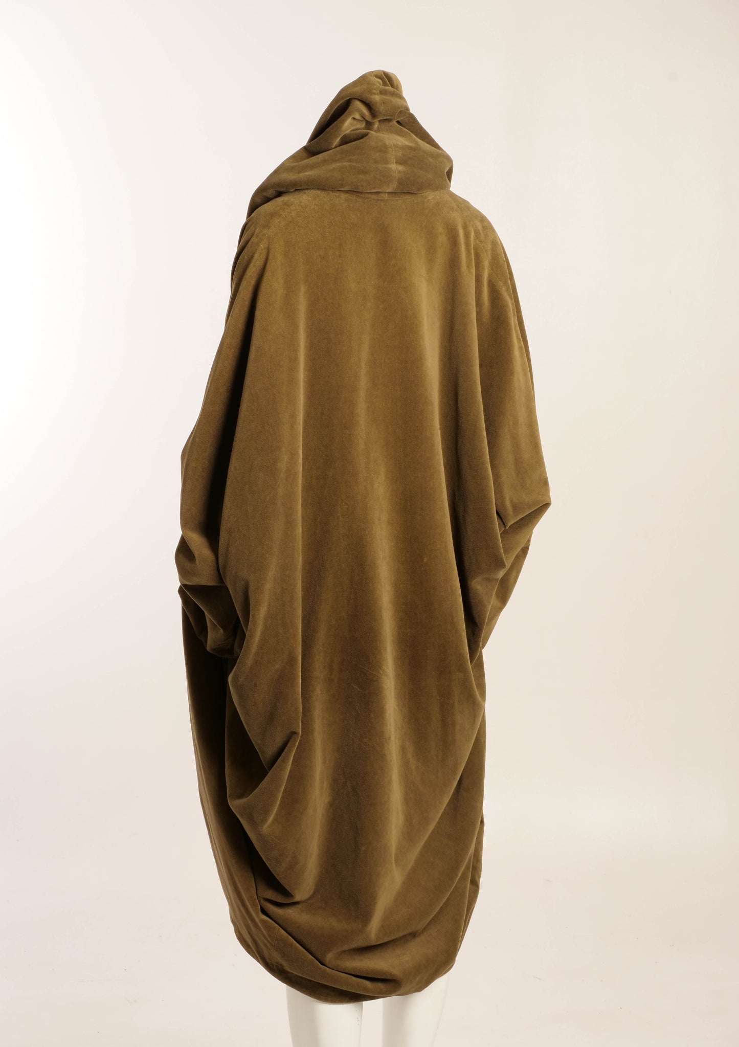 Khaki Cotton Velvet Cocoon Coat