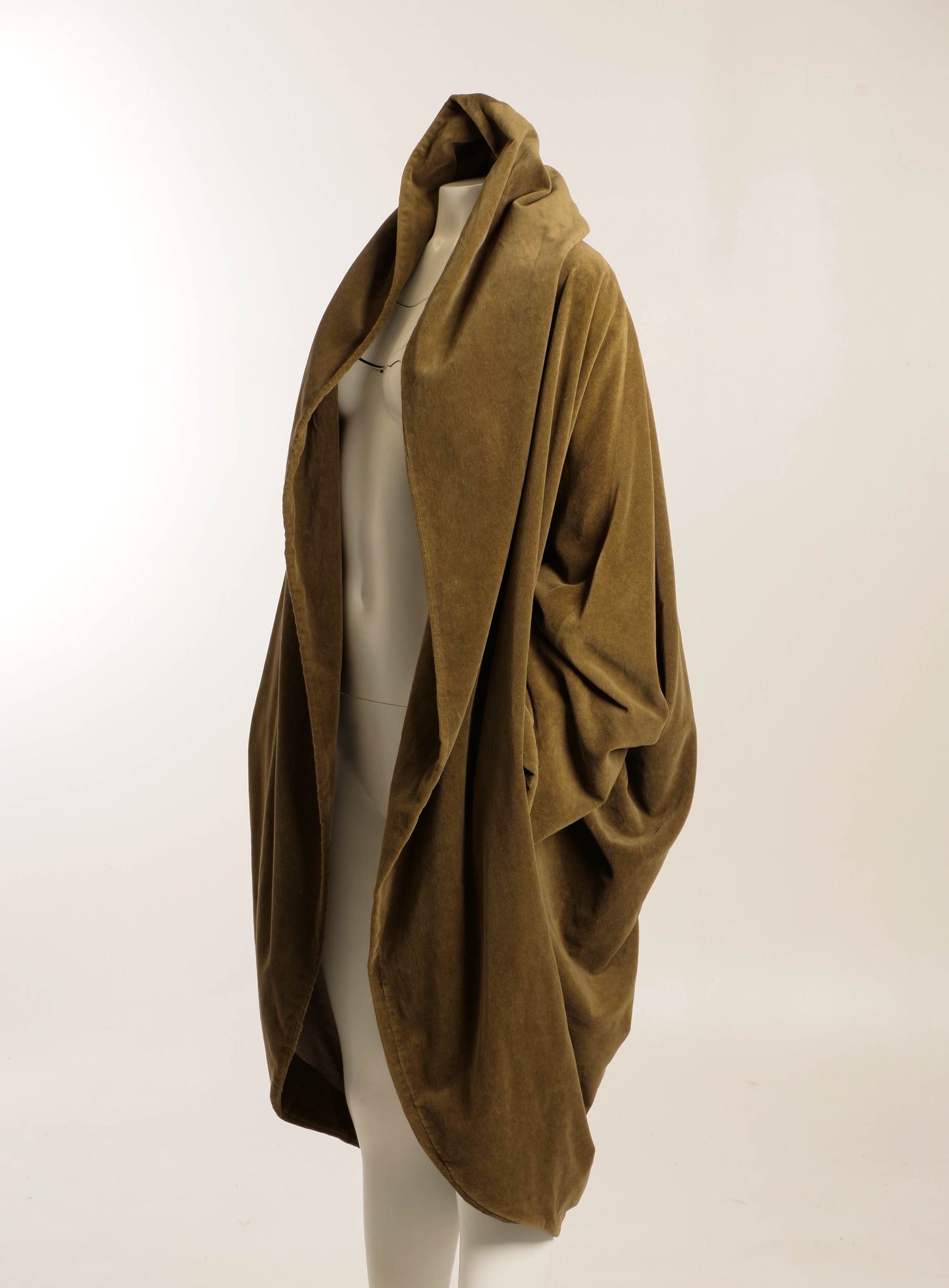 Khaki Cotton Velvet Cocoon Coat