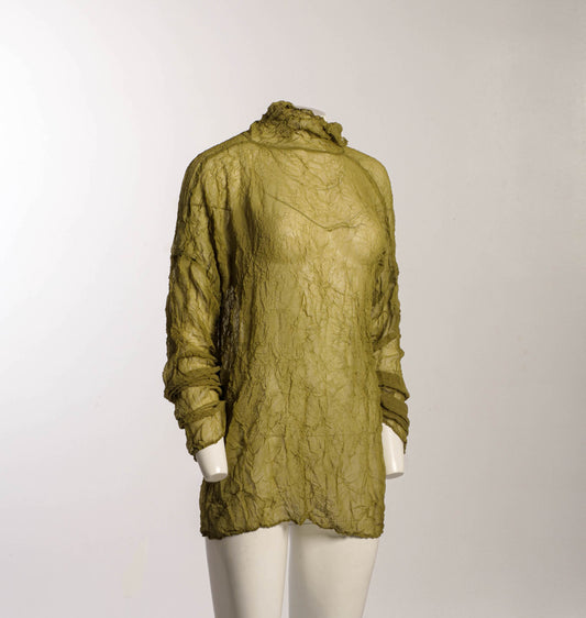 Issey Miyake Permanante Green Wrinkled Blouse