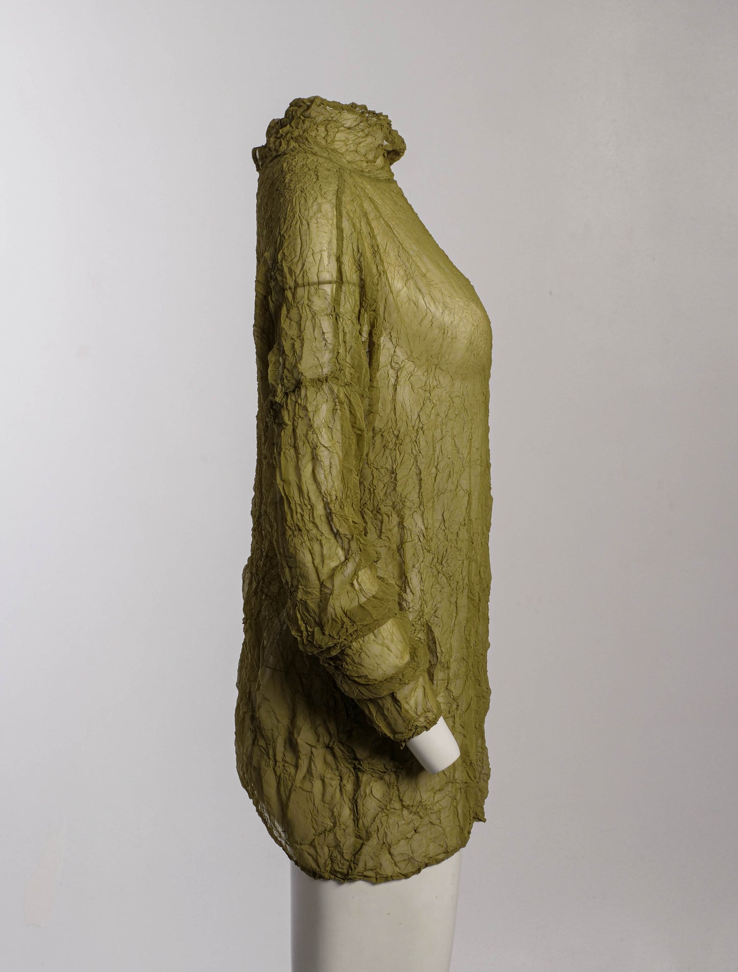 Issey Miyake Permanante Green Wrinkled Blouse