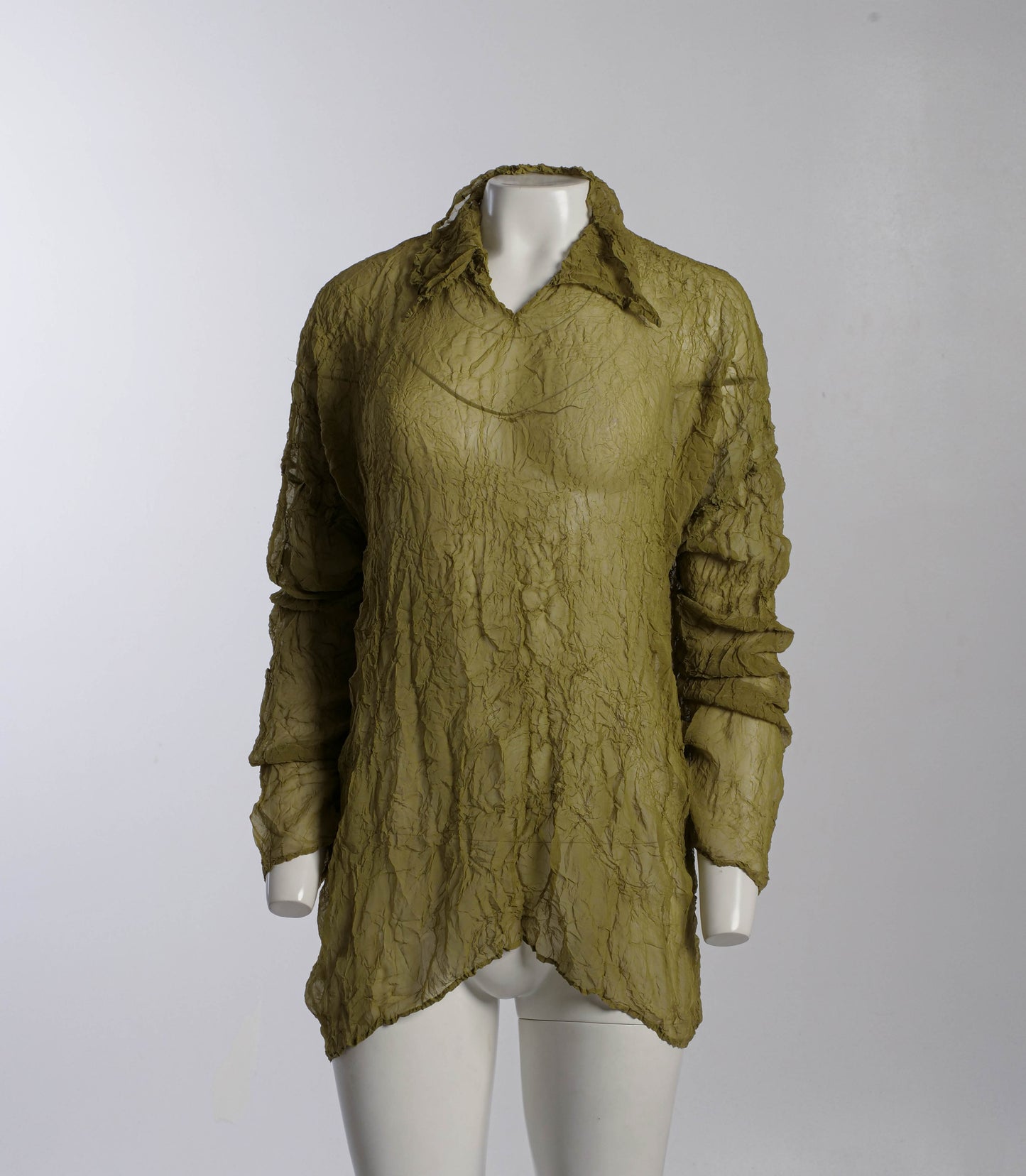 Issey Miyake Permanante Green Wrinkled Blouse