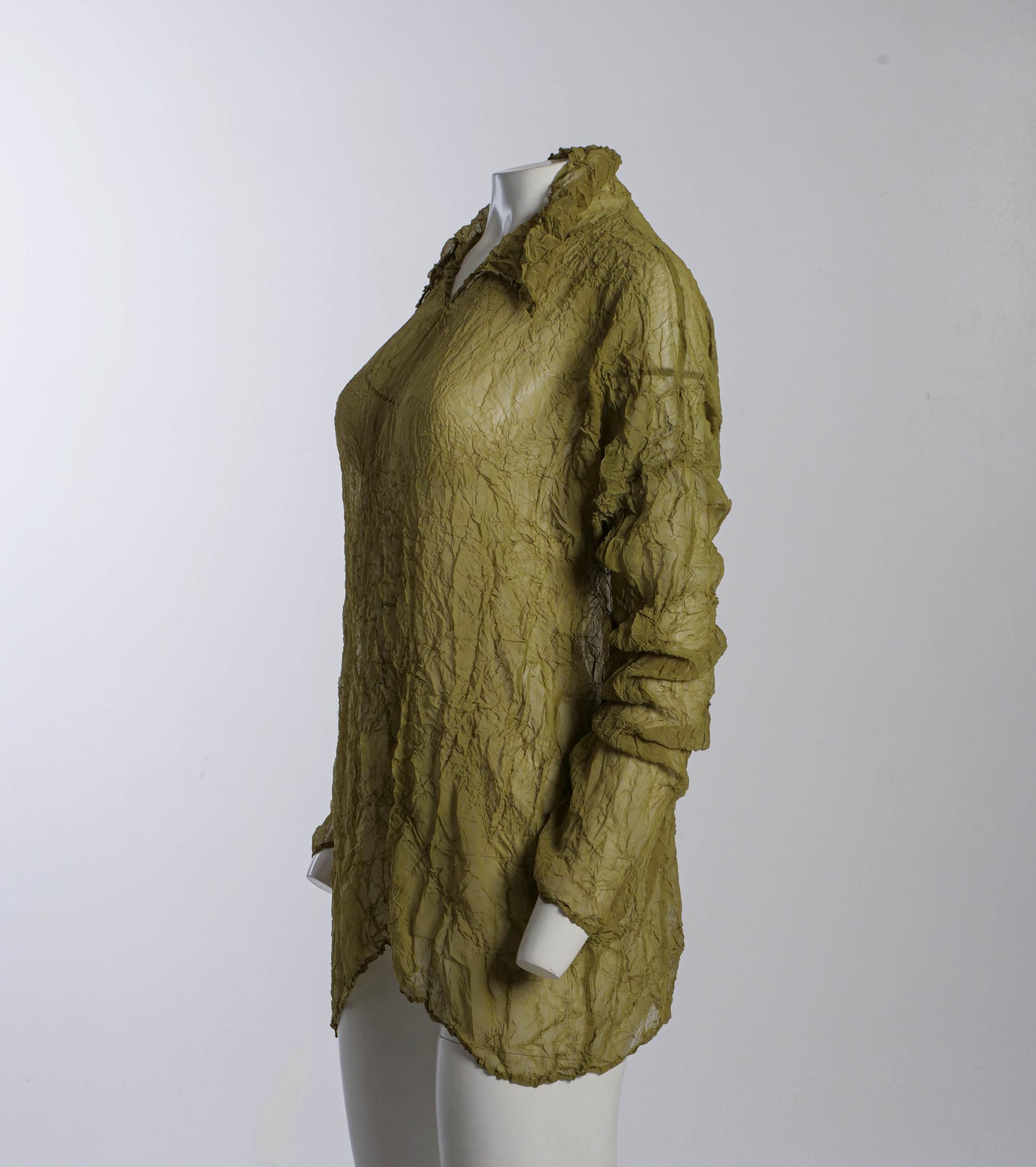 Issey Miyake Permanante Green Wrinkled Blouse