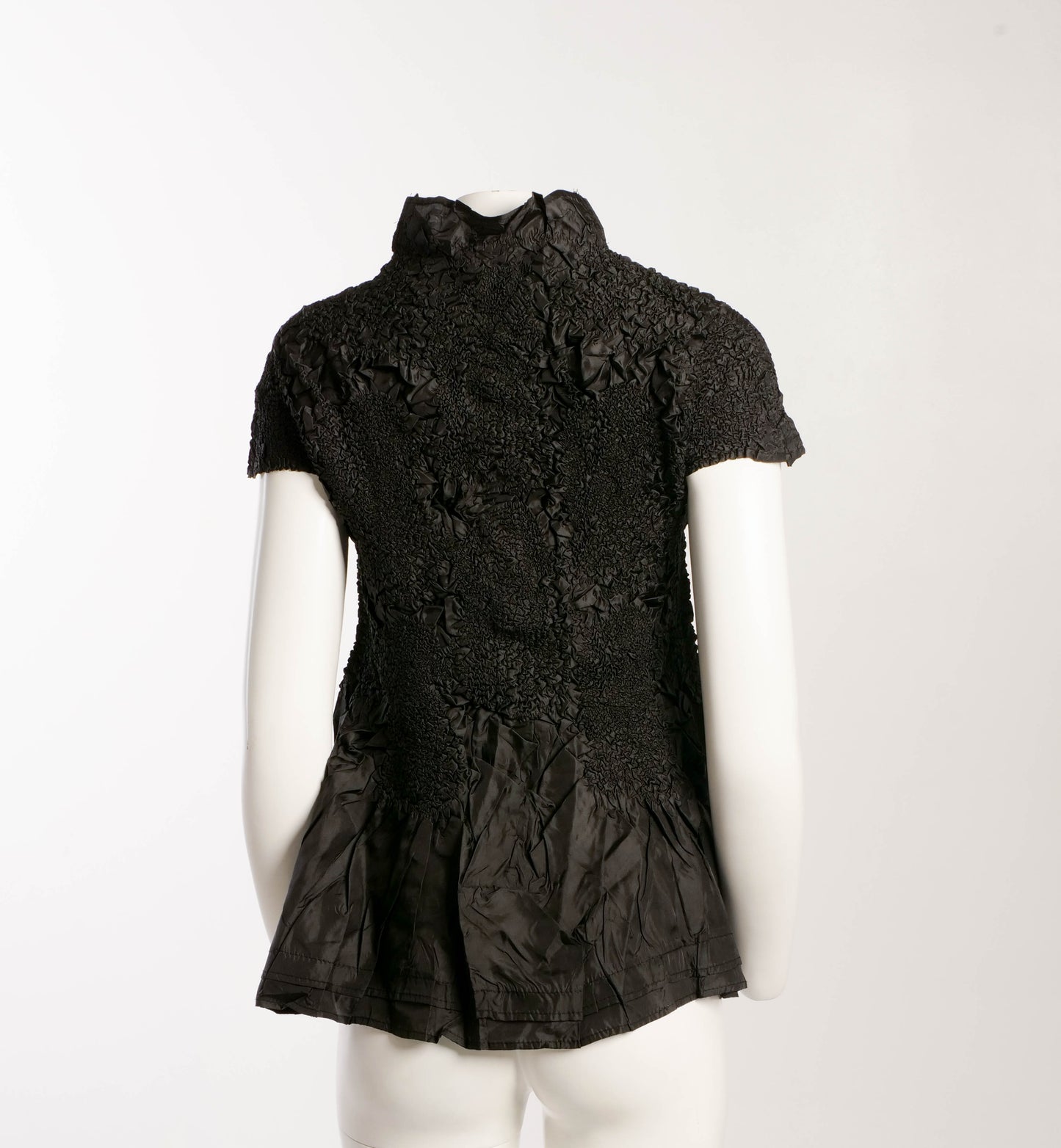 Japanese Designer Black Petal Crinkle Blouse