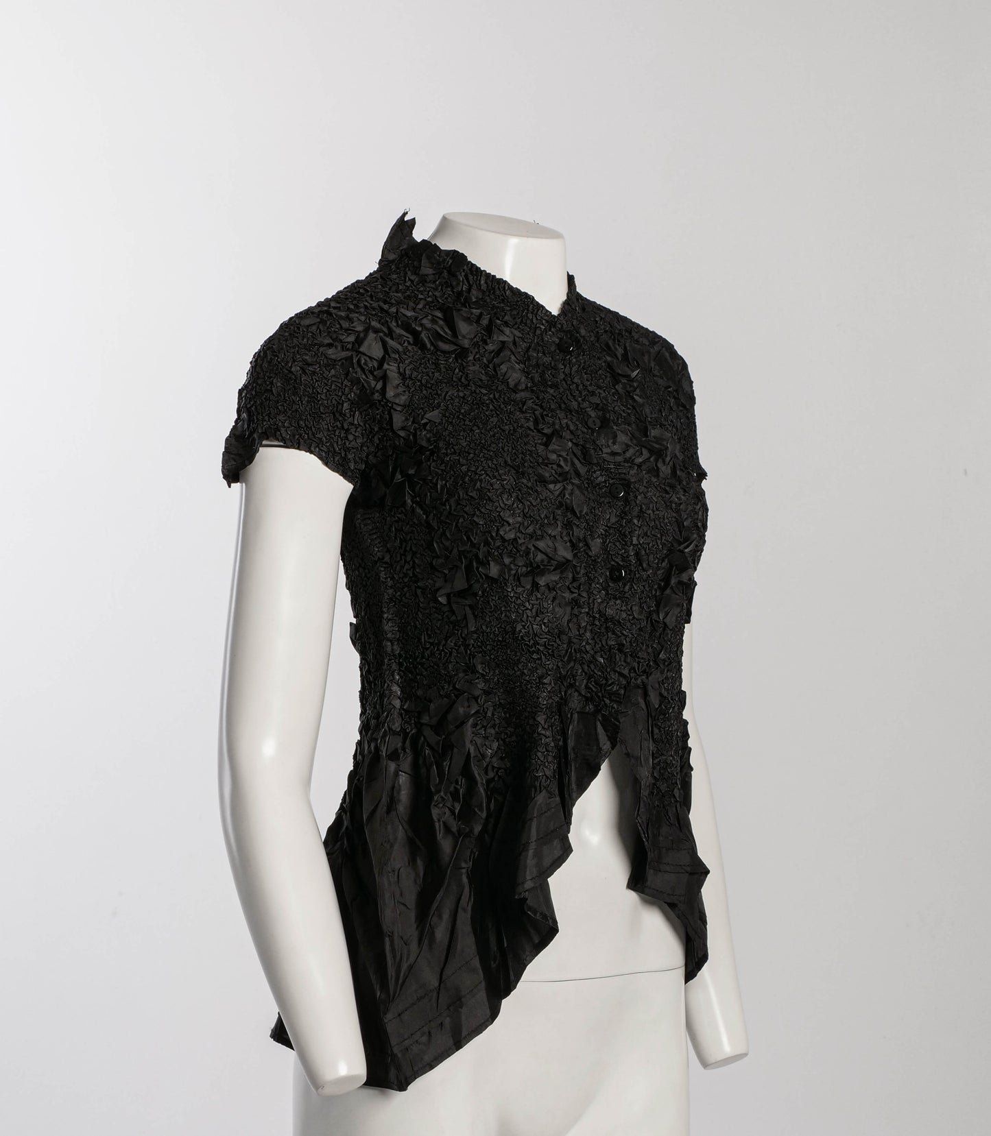 Japanese Designer Black Petal Crinkle Blouse