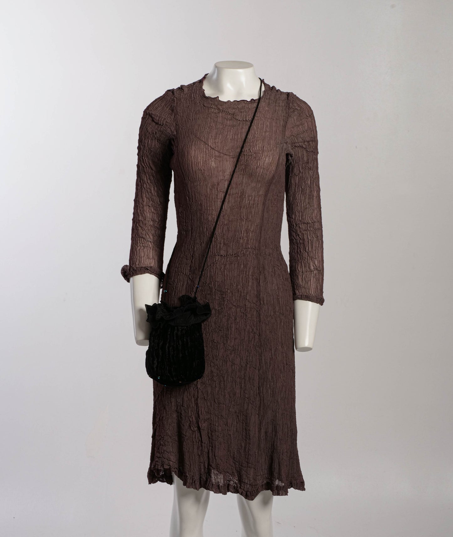 Issey Miyake  Finely Pleated Brown Dress