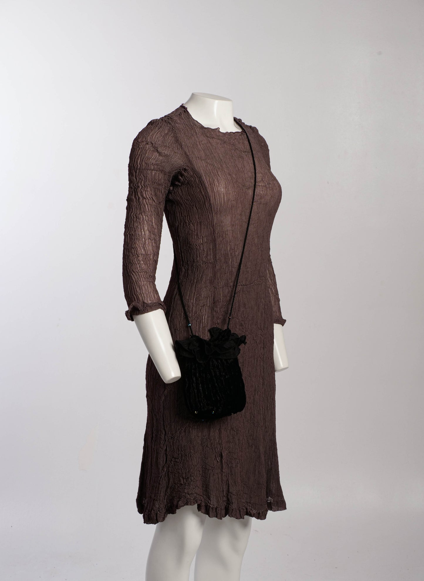 Issey Miyake  Finely Pleated Brown Dress