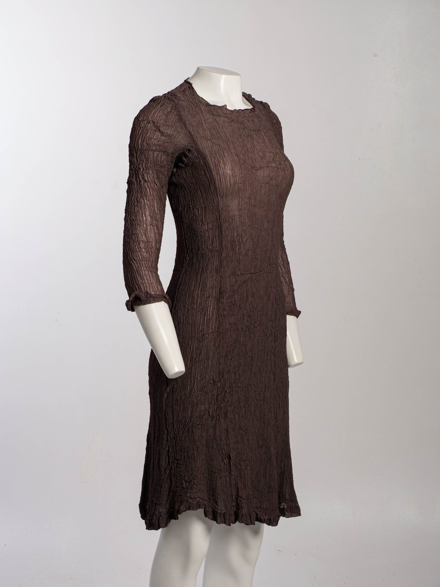 Issey Miyake  Finely Pleated Brown Dress