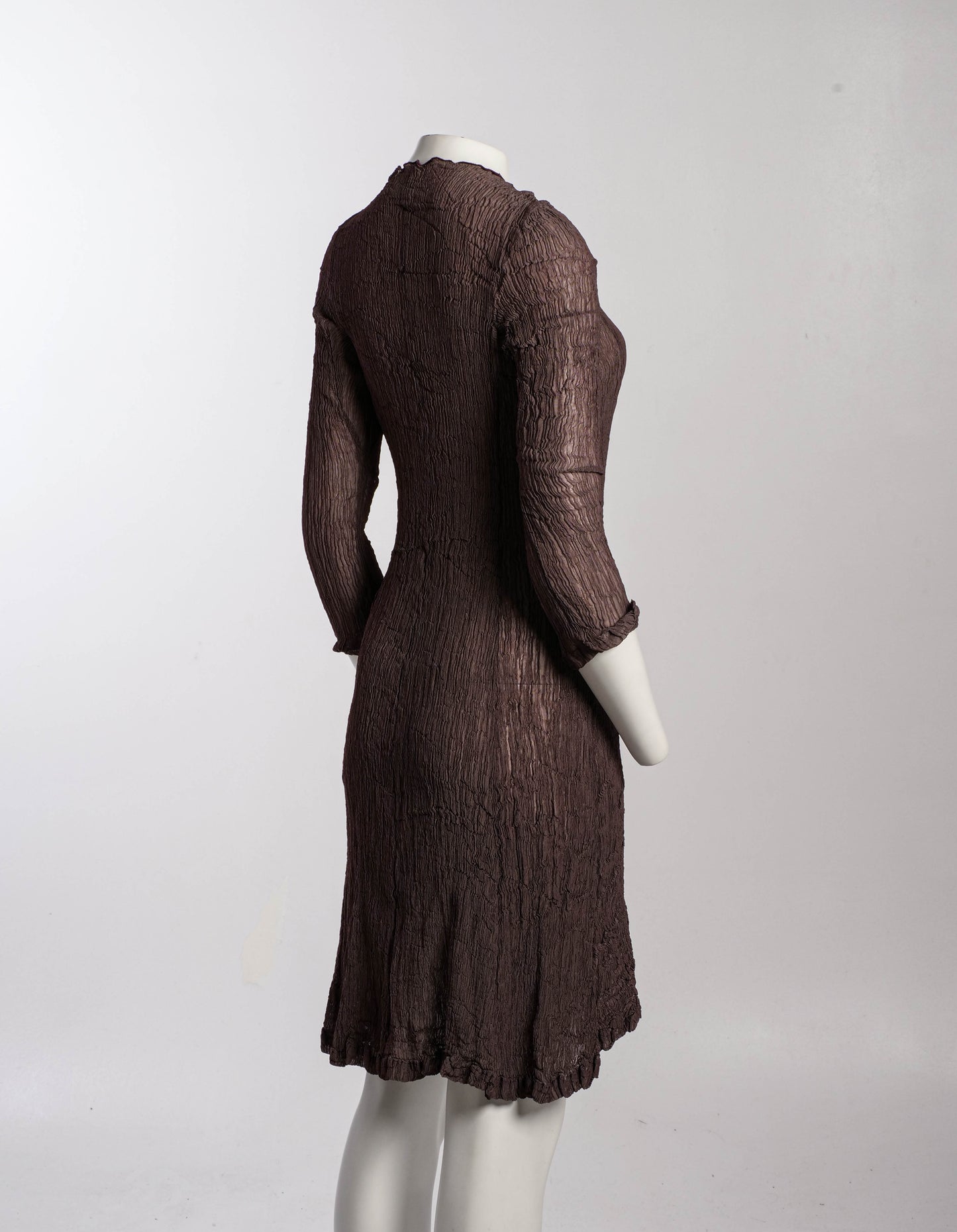 Issey Miyake  Finely Pleated Brown Dress