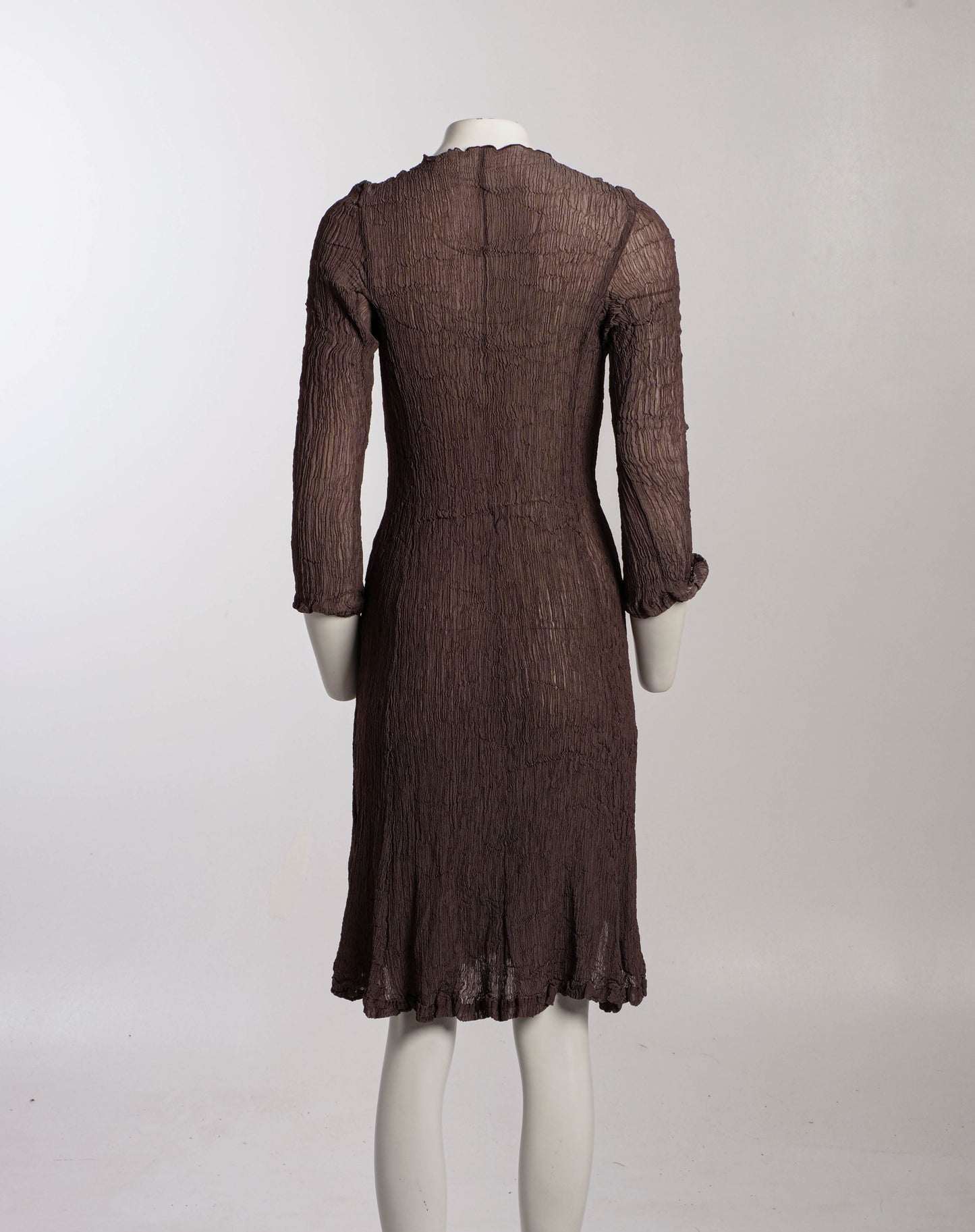 Issey Miyake  Finely Pleated Brown Dress