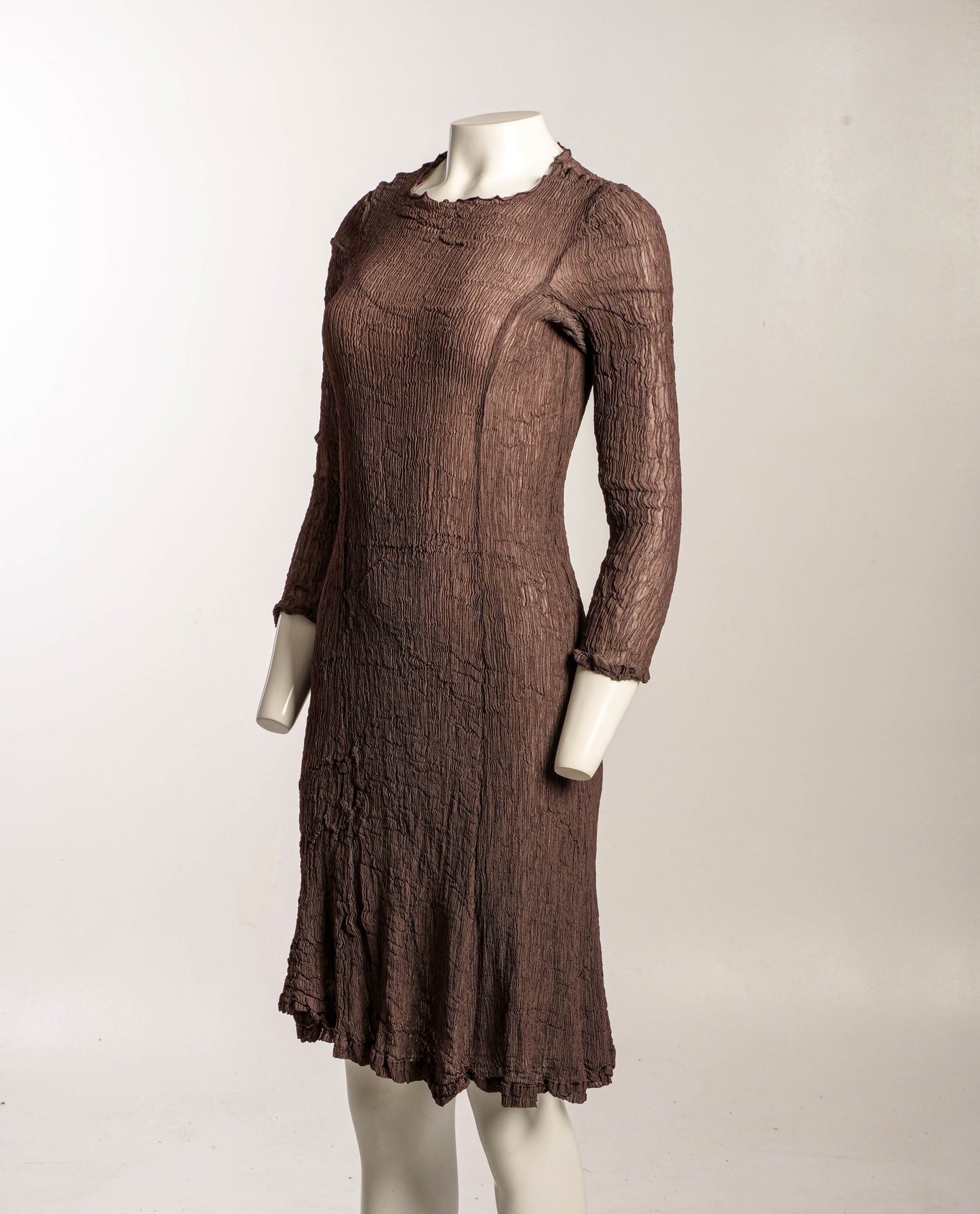 Issey Miyake  Finely Pleated Brown Dress