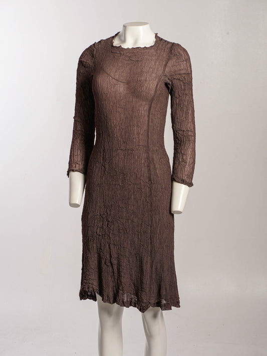 Issey Miyake  Finely Pleated Brown Dress