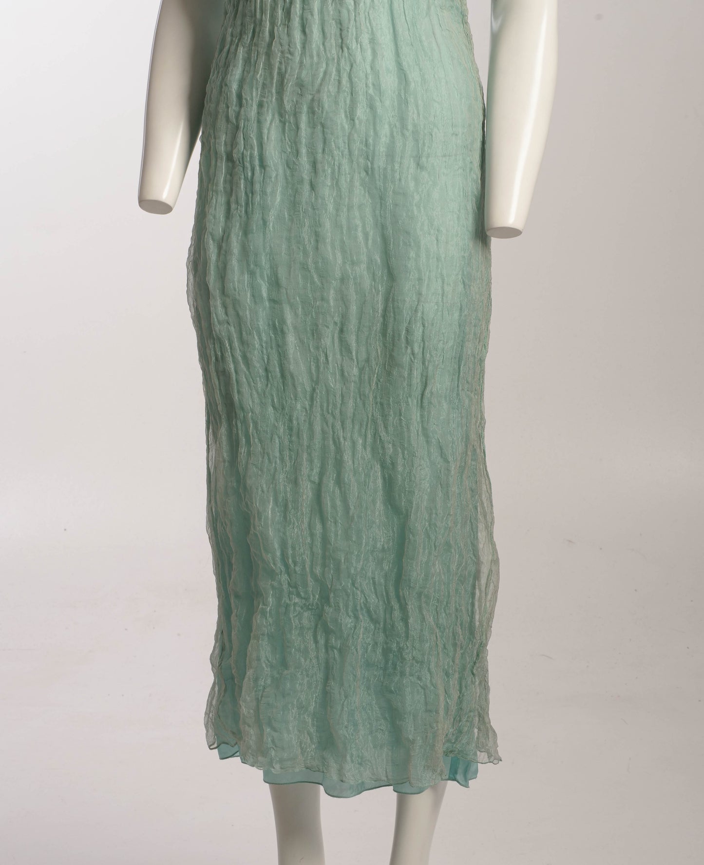 Gianfranco Ferre Studio Ice Blue Silk Metal Voile Dress