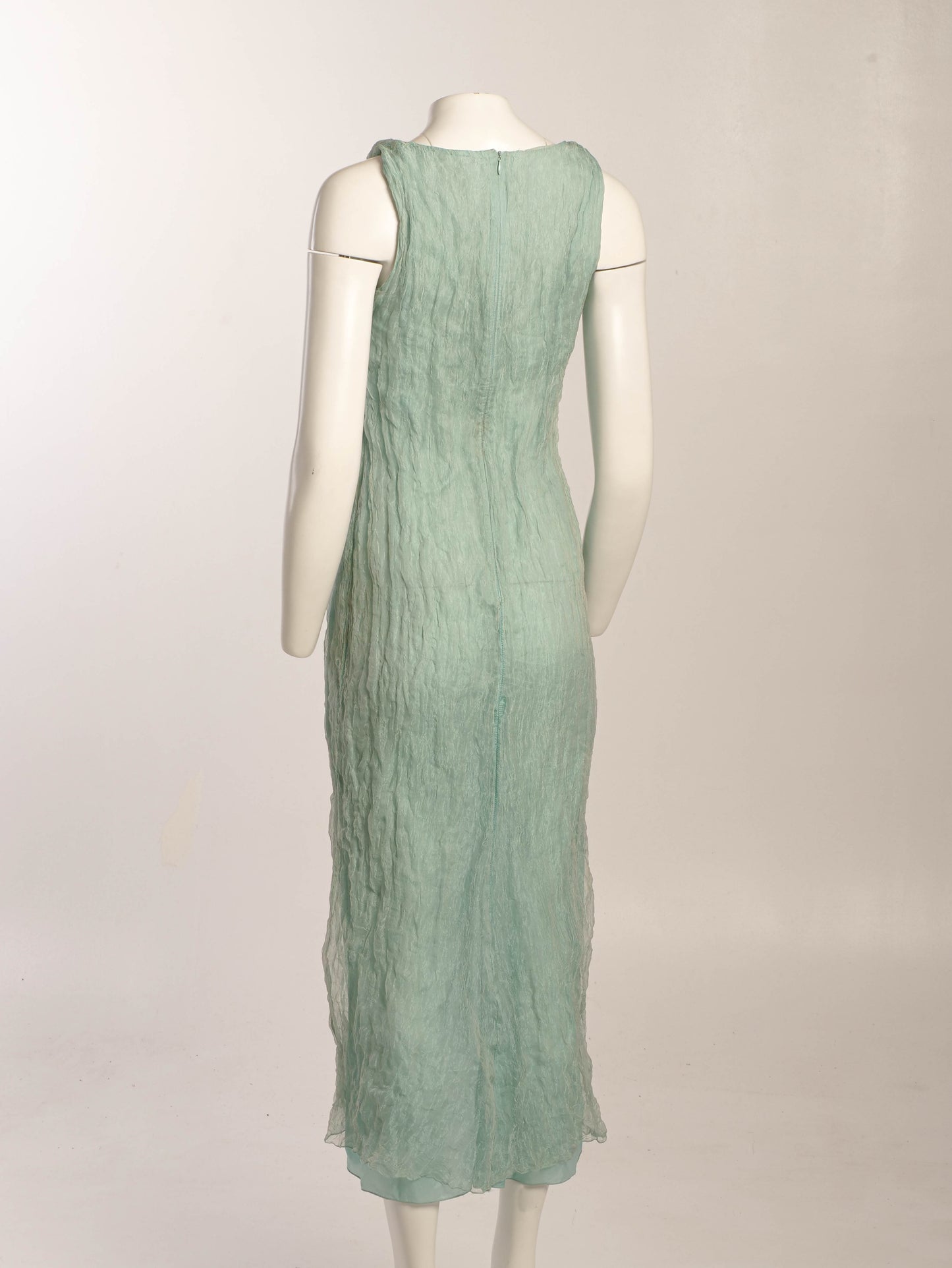 Gianfranco Ferre Studio Ice Blue Silk Metal Voile Dress