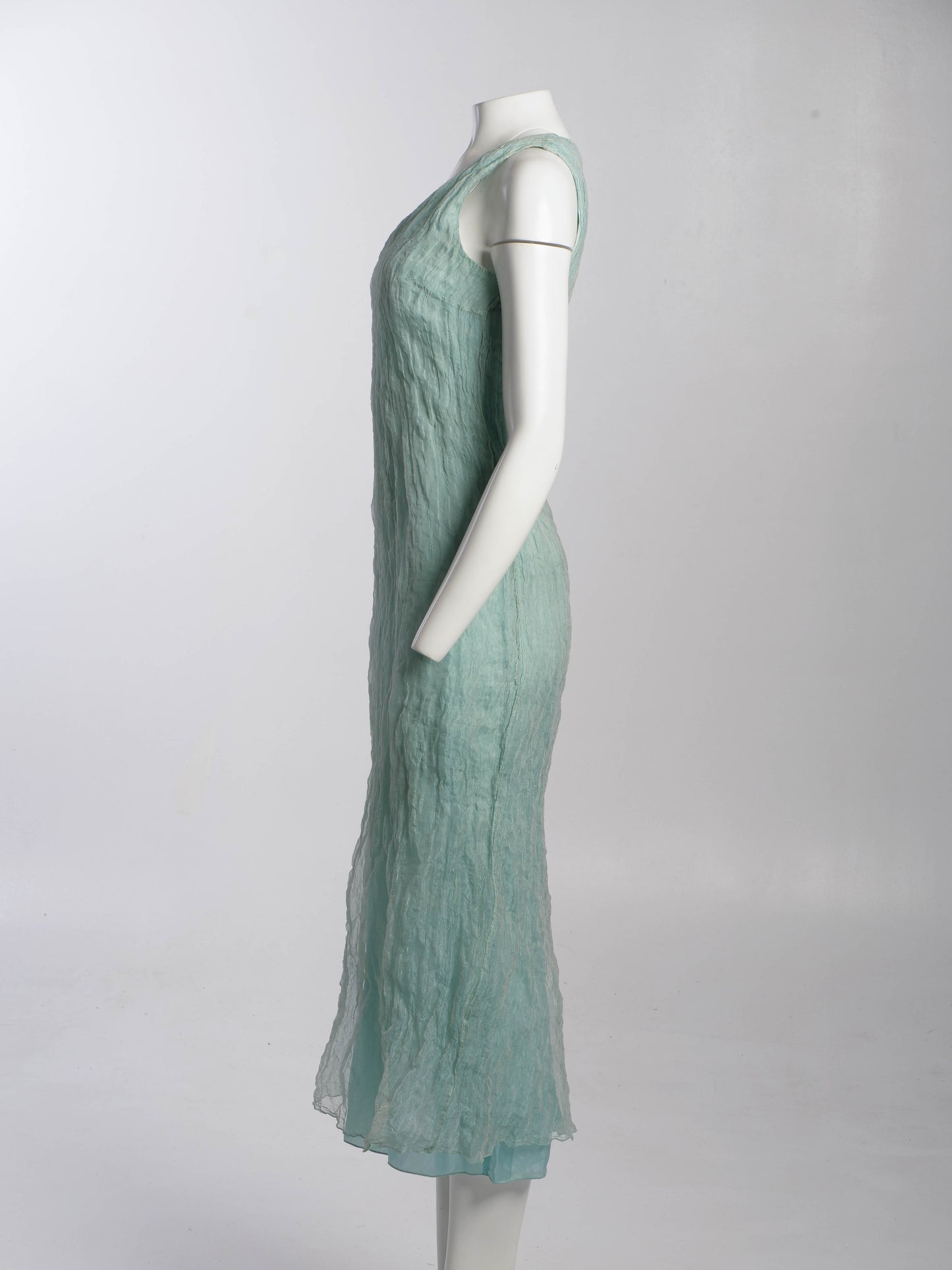 Gianfranco Ferre Studio Ice Blue Silk Metal Voile Dress