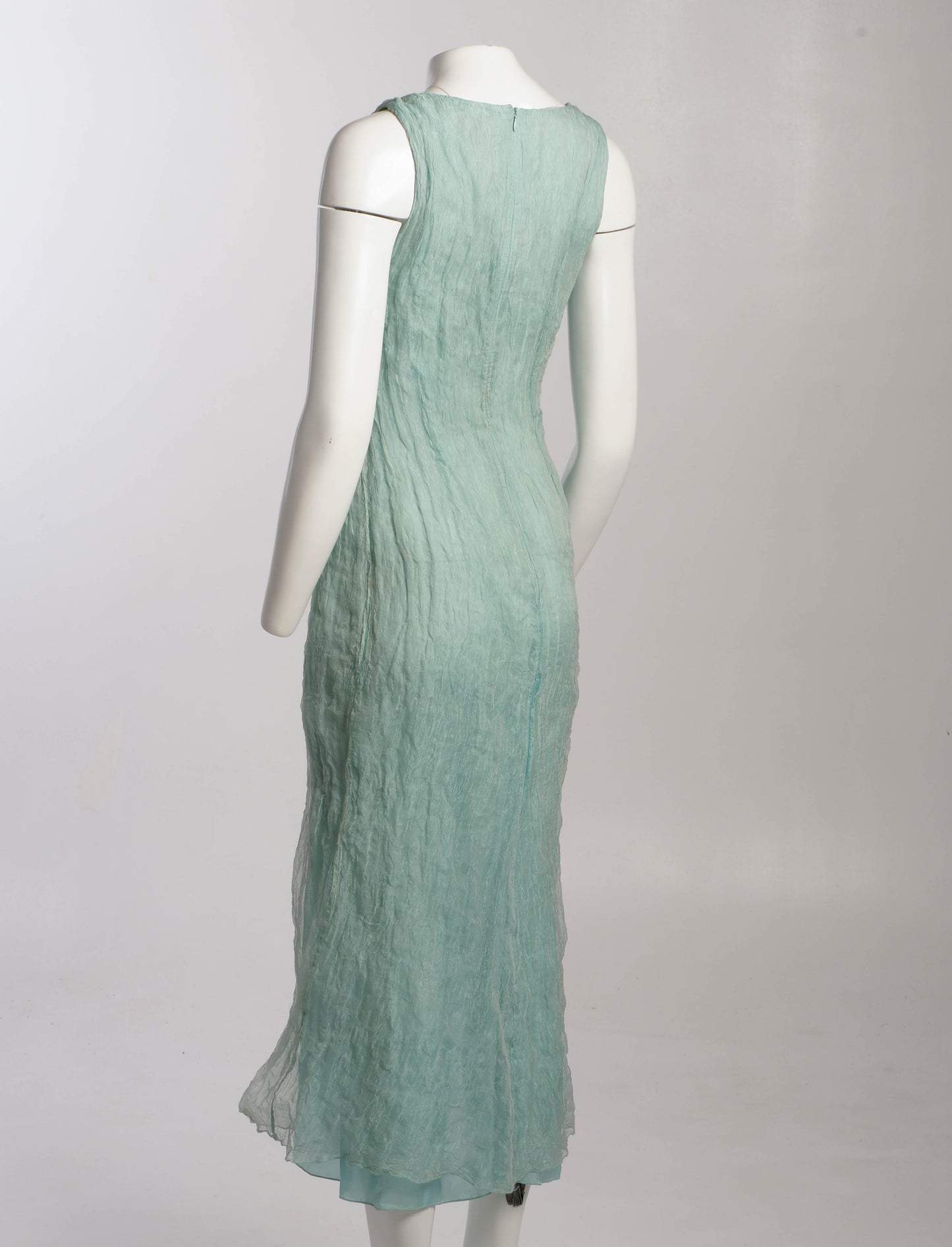 Gianfranco Ferre Studio Ice Blue Silk Metal Voile Dress