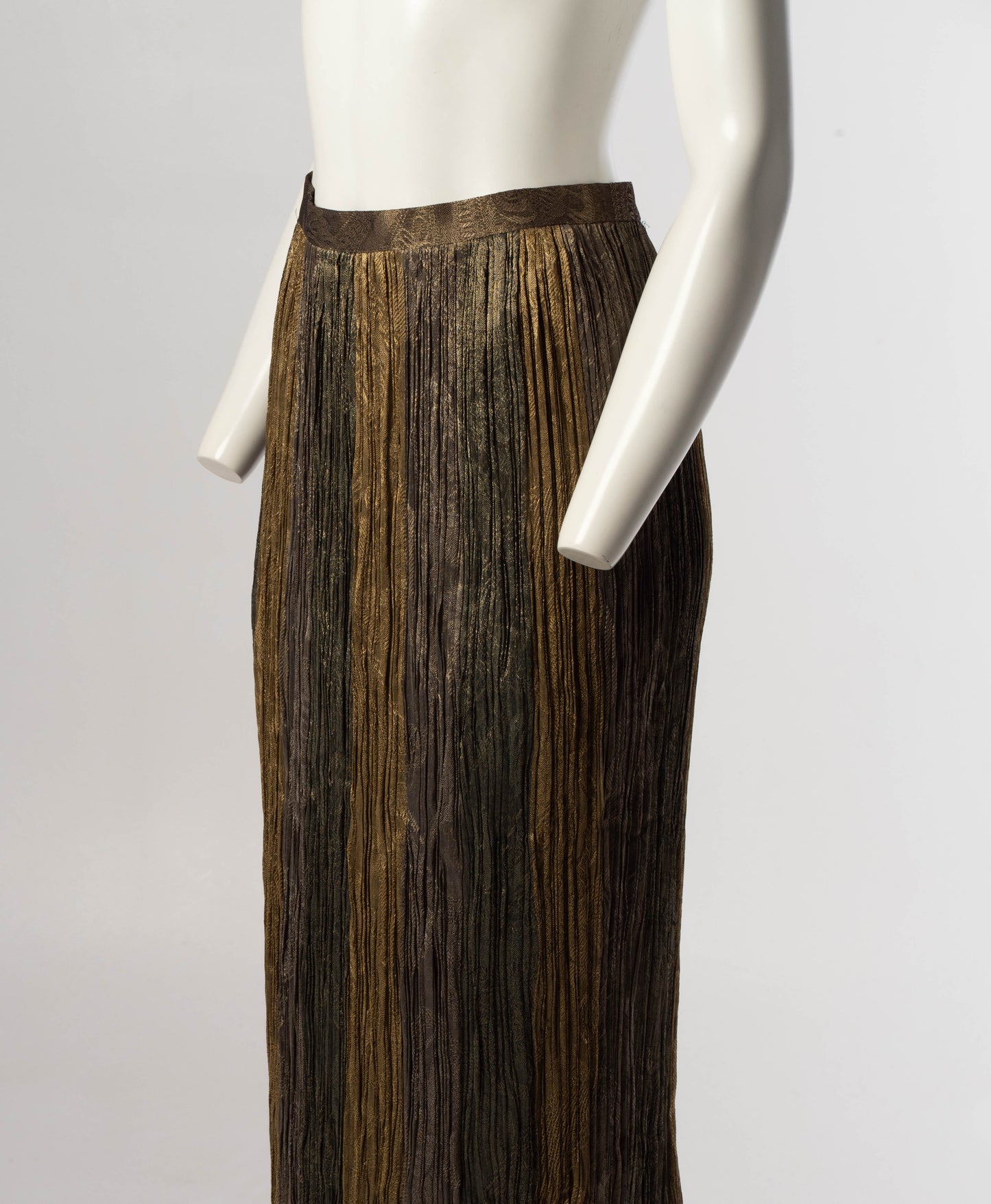 Hiroko Koshino Golden Green Pleated Skirt