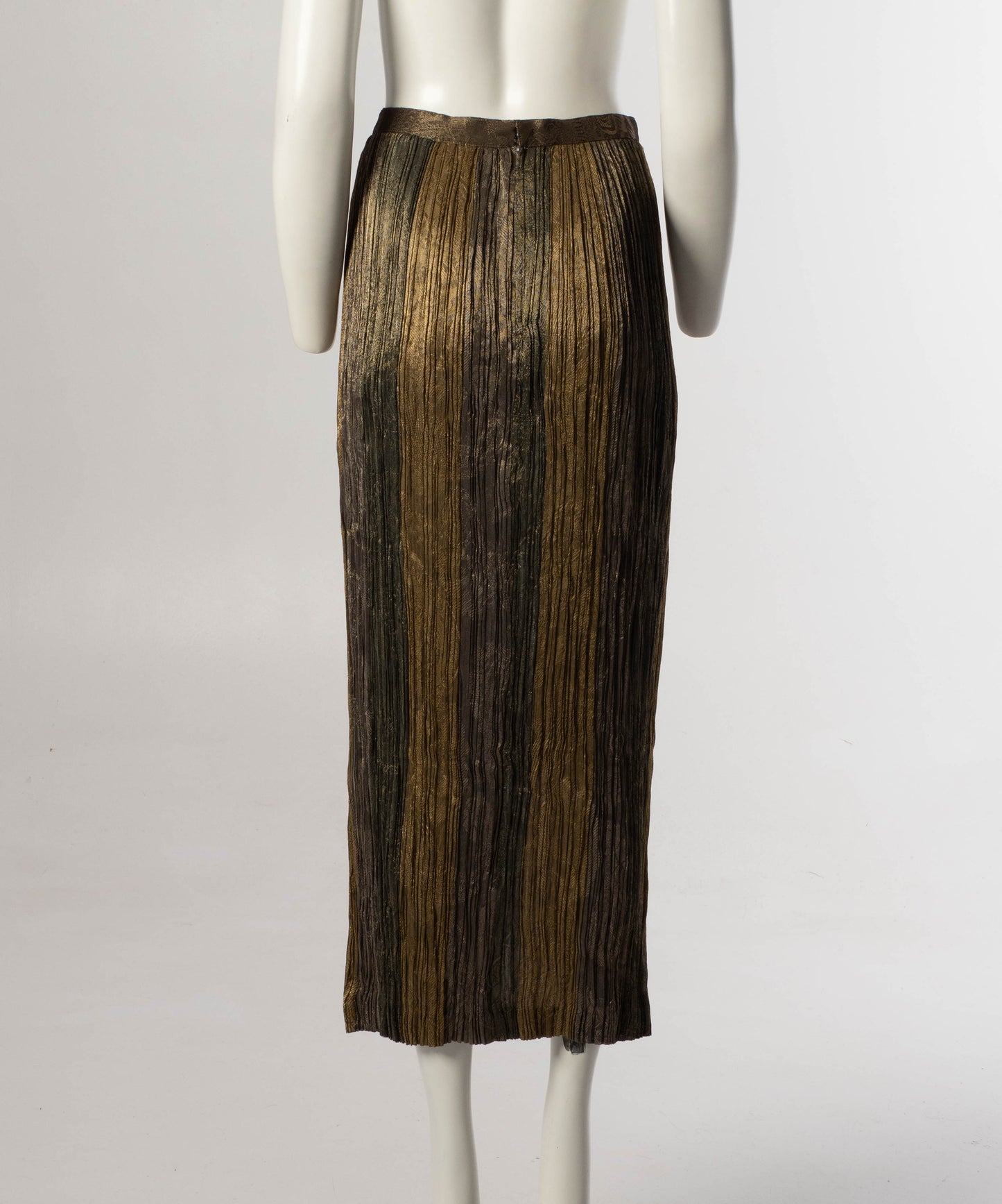 Hiroko Koshino Golden Green Pleated Skirt