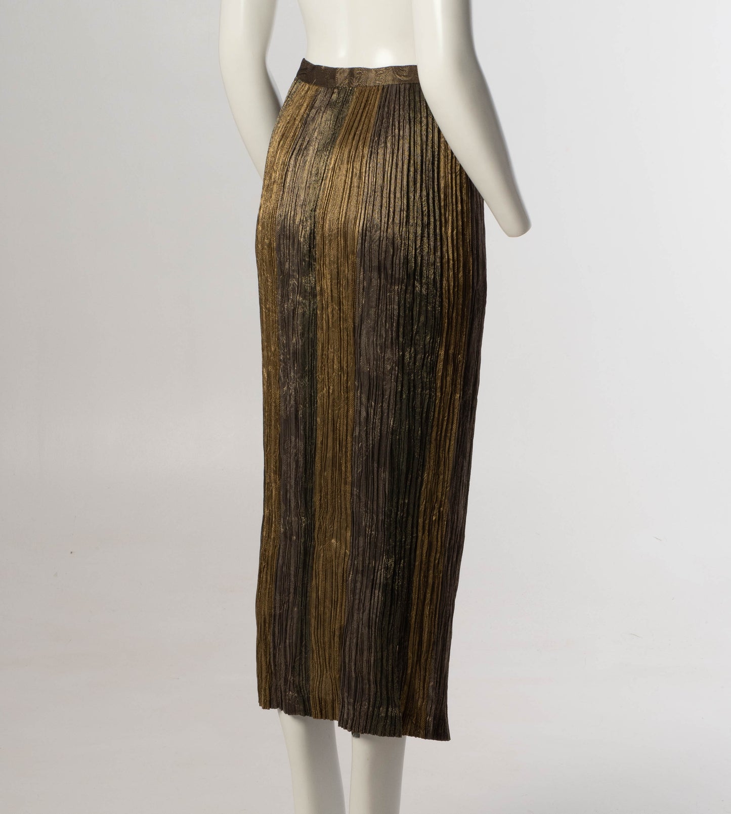 Hiroko Koshino Golden Green Pleated Skirt