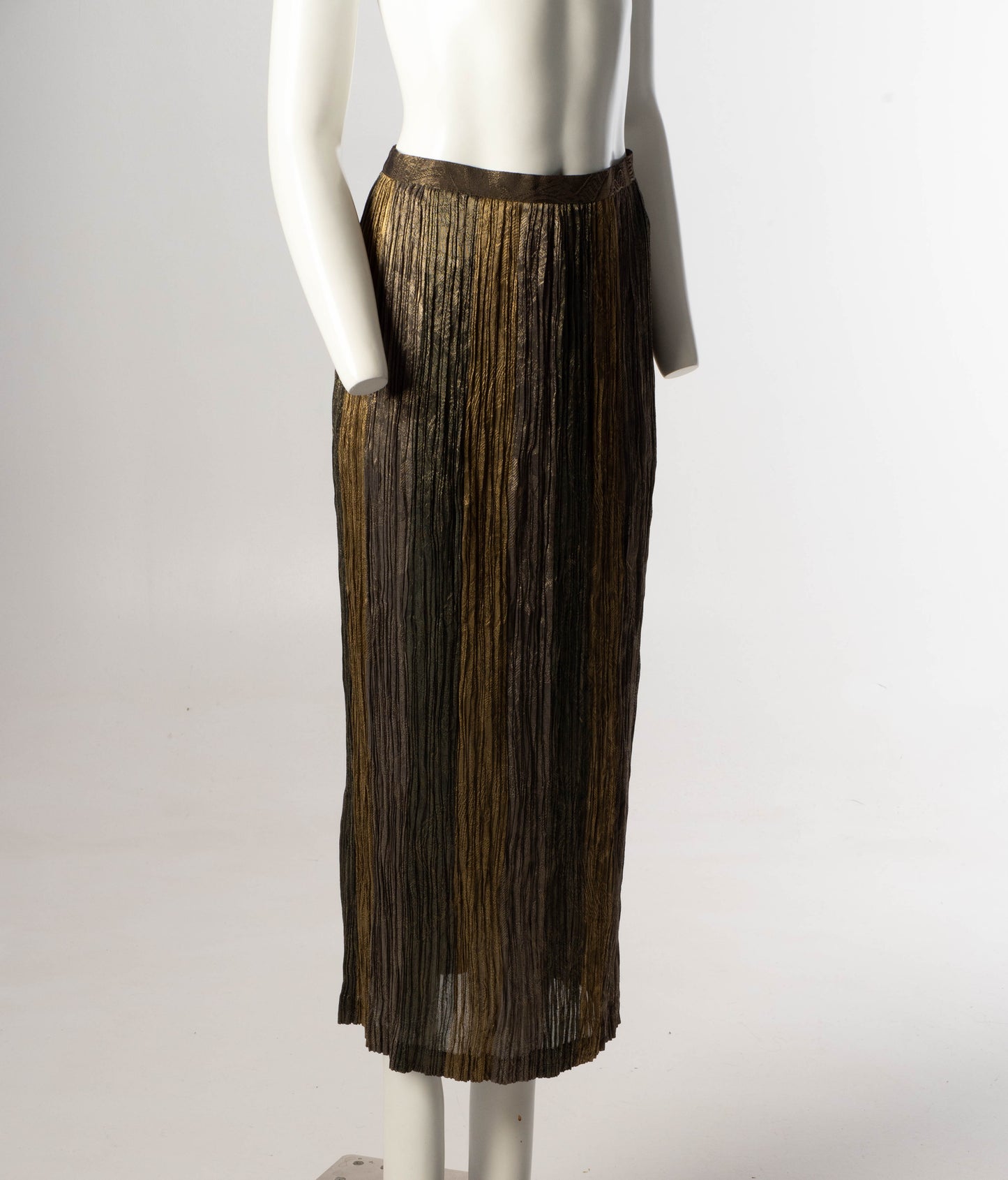 Hiroko Koshino Golden Green Pleated Skirt