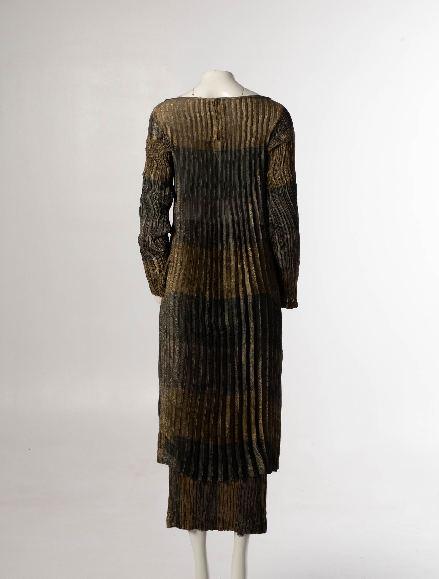 Hiroko Koshino Golden Green Pleated Dress