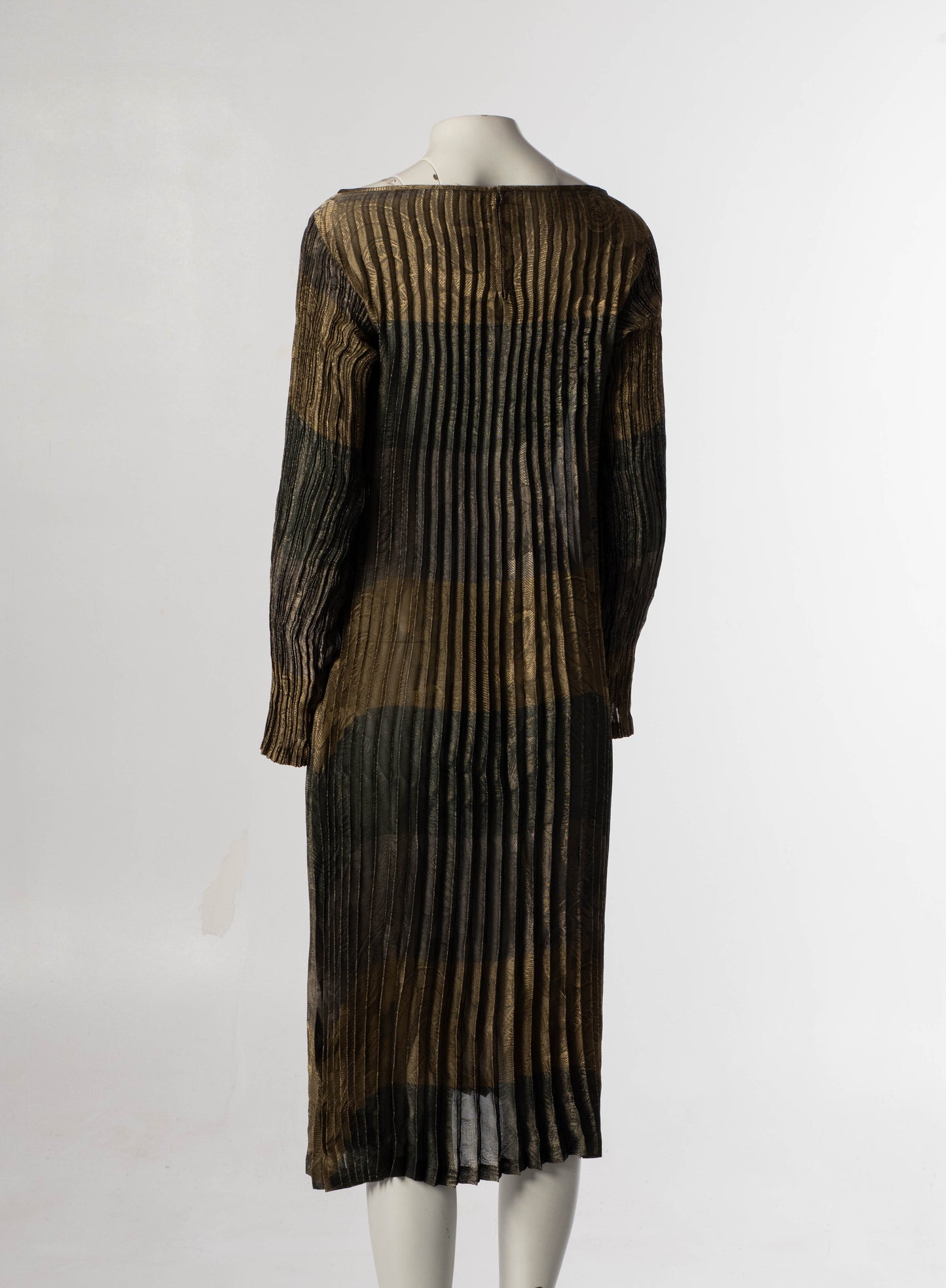 Hiroko Koshino Golden Green Pleated Dress